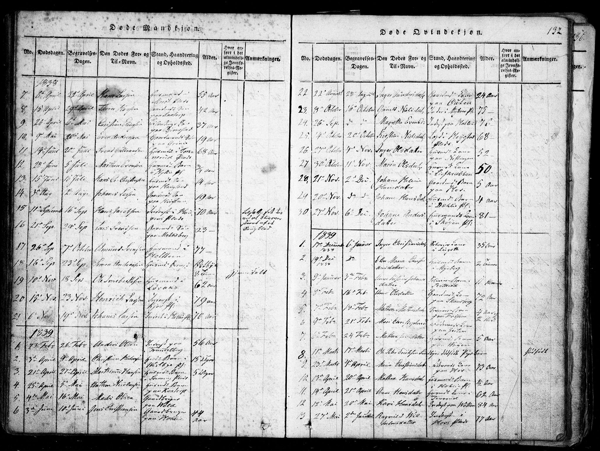 Spydeberg prestekontor Kirkebøker, SAO/A-10924/G/Ga/L0001: Parish register (copy) no. I 1, 1814-1868, p. 132