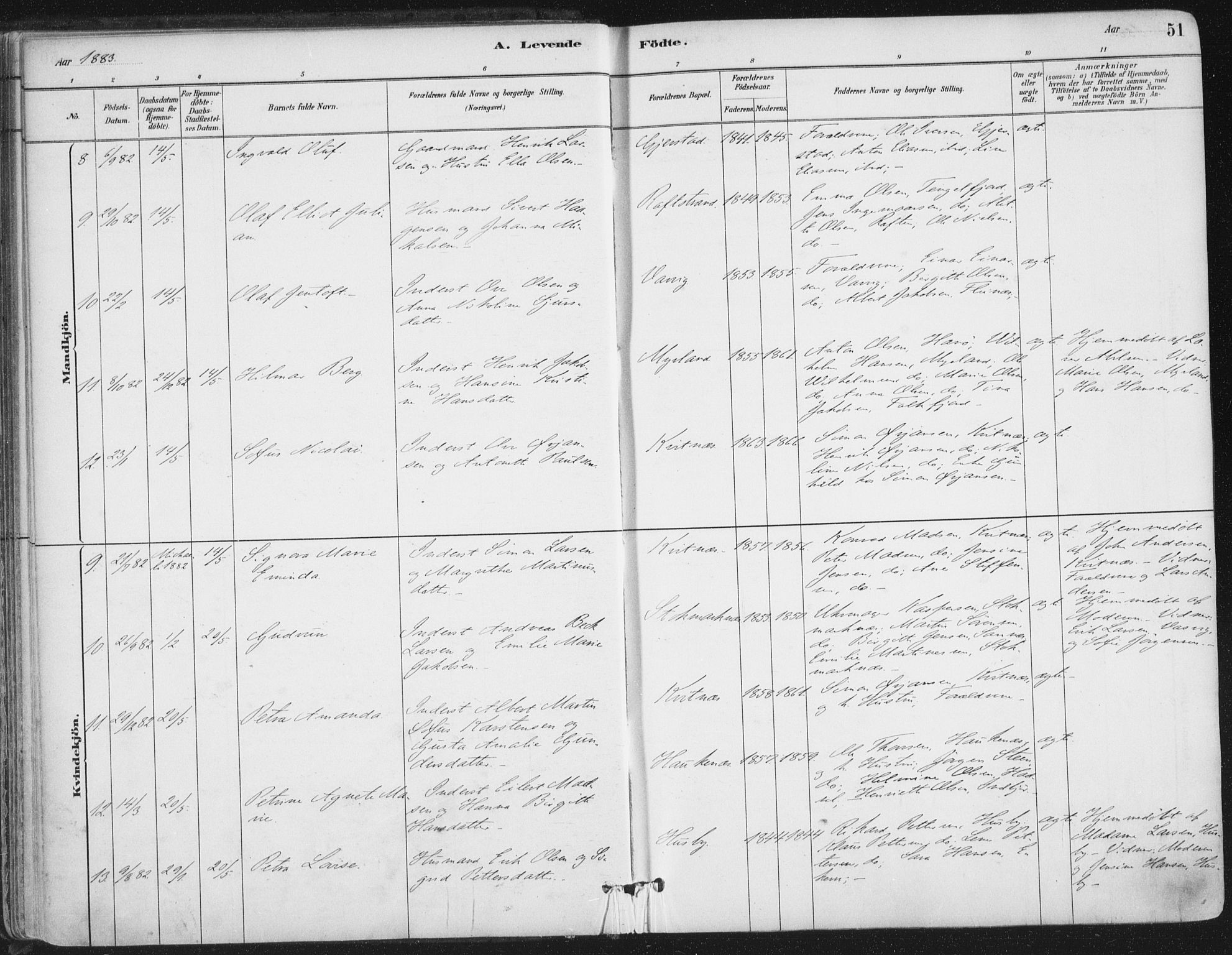 Ministerialprotokoller, klokkerbøker og fødselsregistre - Nordland, AV/SAT-A-1459/888/L1244: Parish register (official) no. 888A10, 1880-1890, p. 51