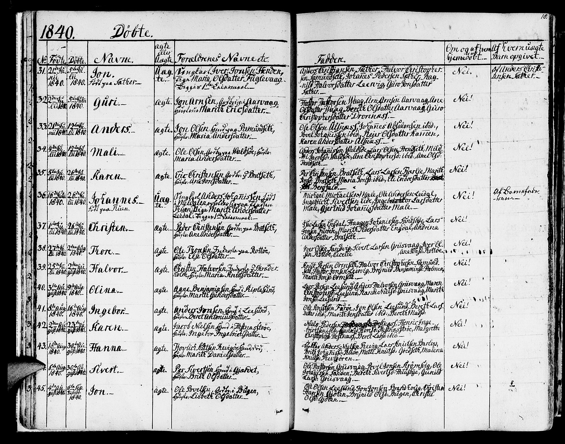 Ministerialprotokoller, klokkerbøker og fødselsregistre - Møre og Romsdal, AV/SAT-A-1454/578/L0904: Parish register (official) no. 578A03, 1836-1858, p. 18