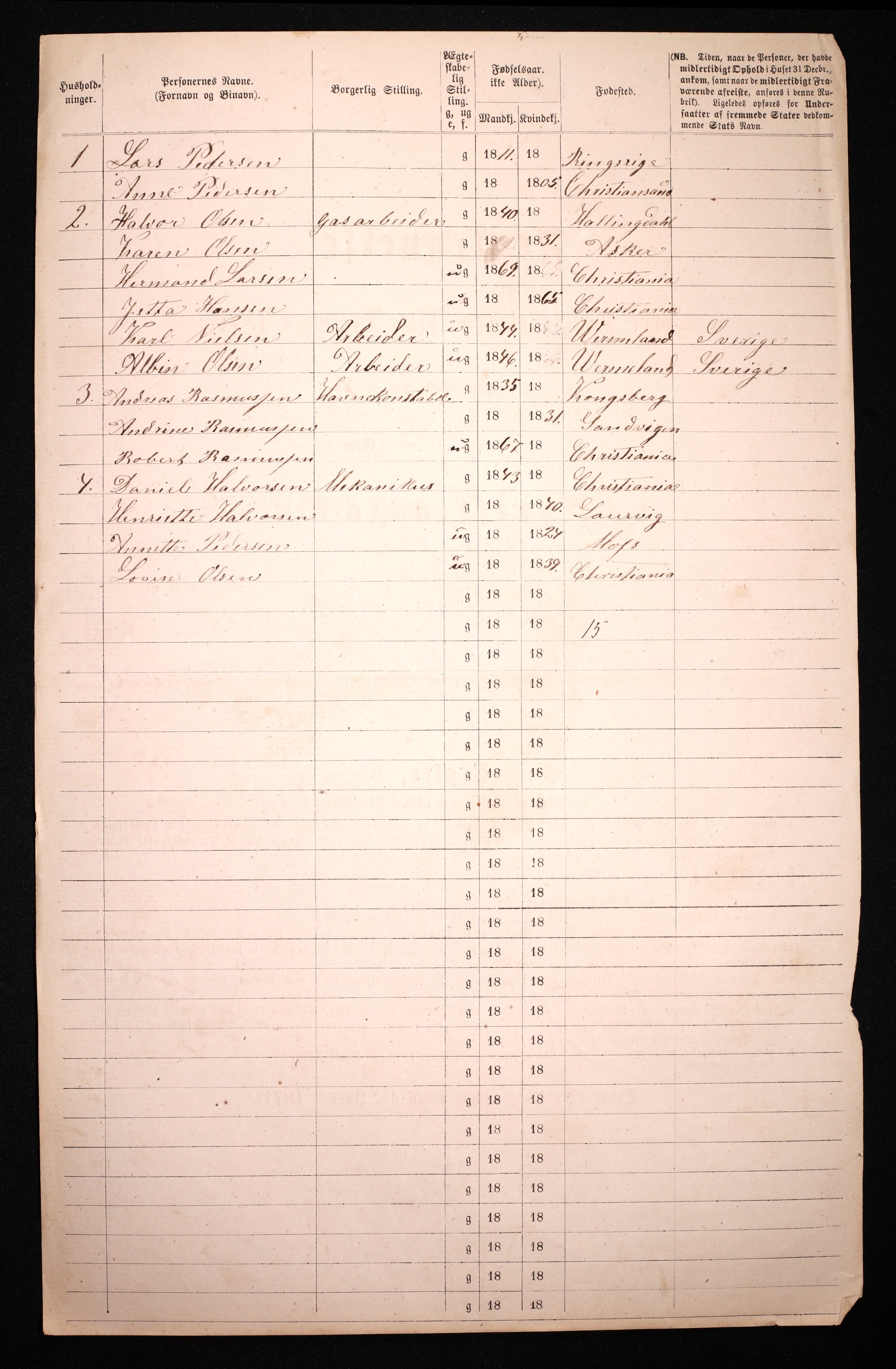 RA, 1870 census for 0301 Kristiania, 1870, p. 3450