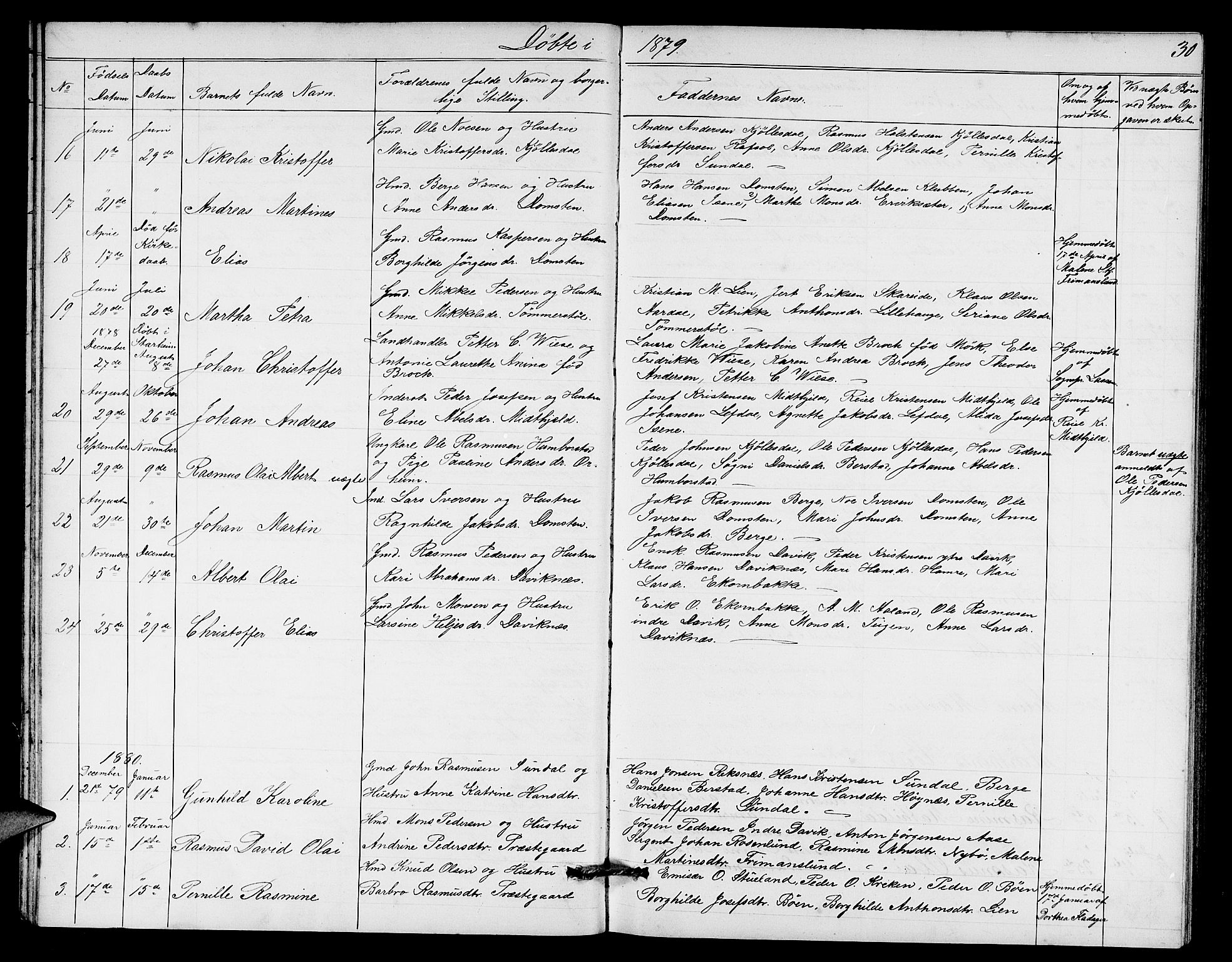 Davik sokneprestembete, AV/SAB-A-79701/H/Hab/Haba/L0001: Parish register (copy) no. A 1, 1866-1889, p. 30