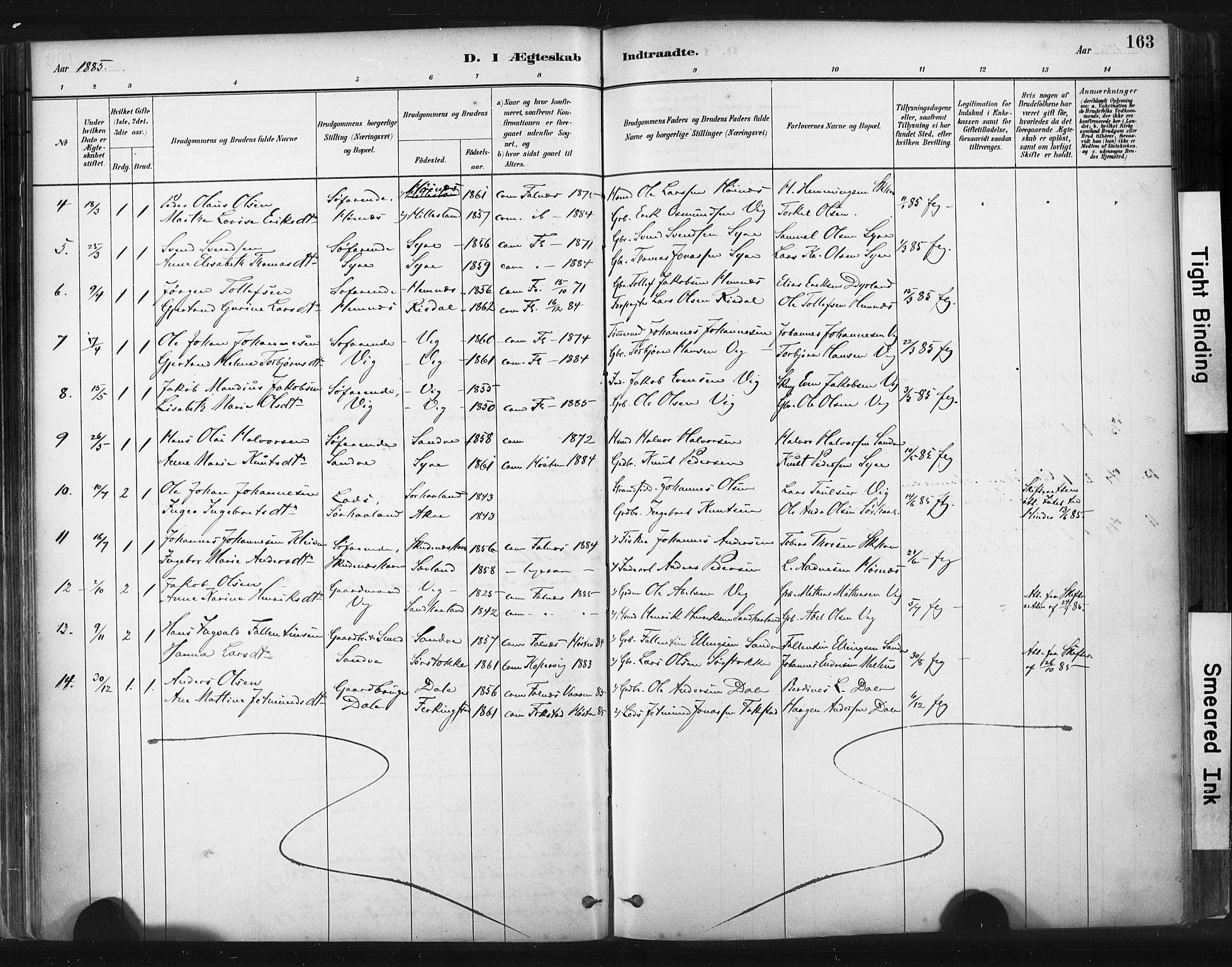 Skudenes sokneprestkontor, SAST/A -101849/H/Ha/Haa/L0009: Parish register (official) no. A 6, 1882-1912, p. 163