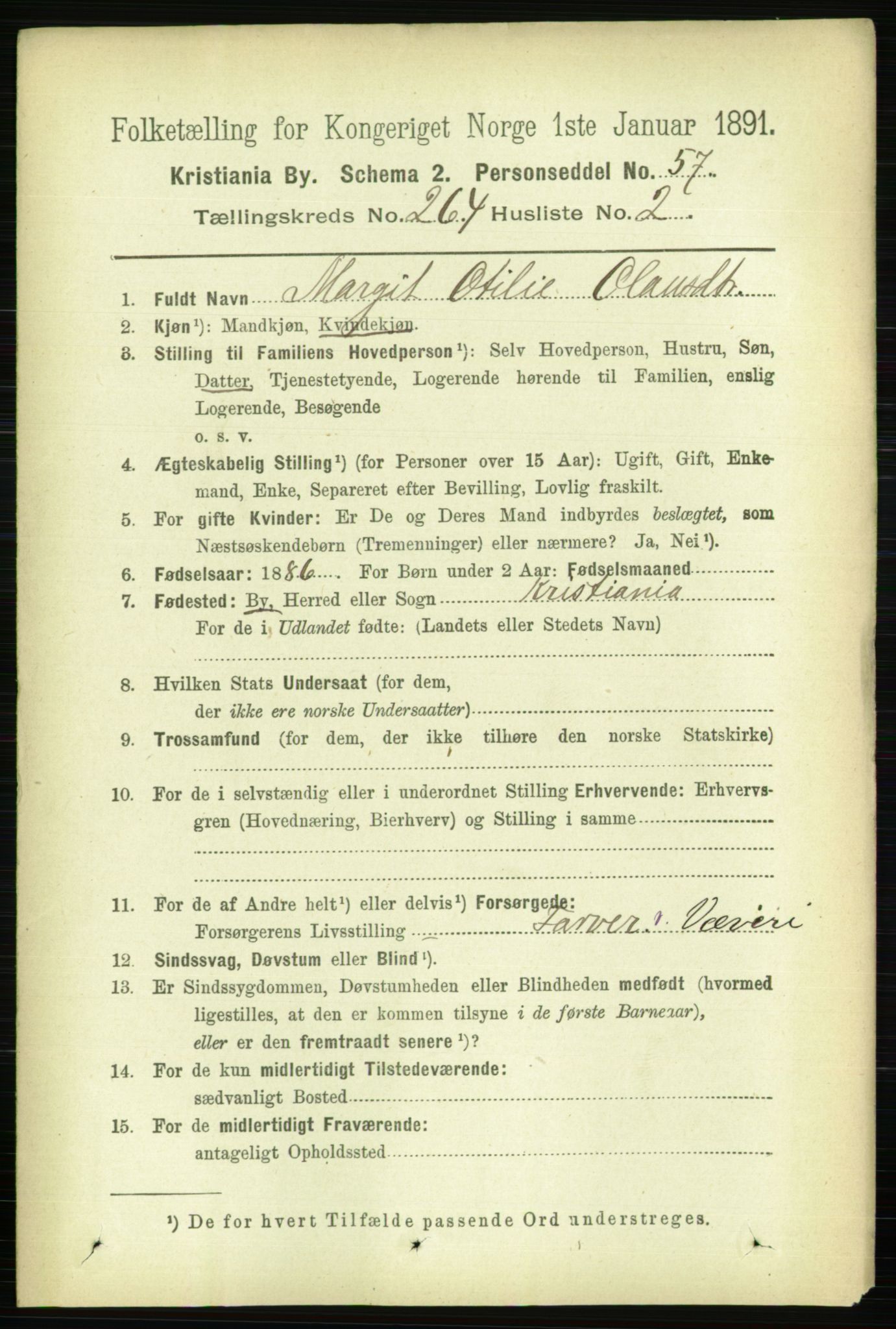 RA, 1891 census for 0301 Kristiania, 1891, p. 160420