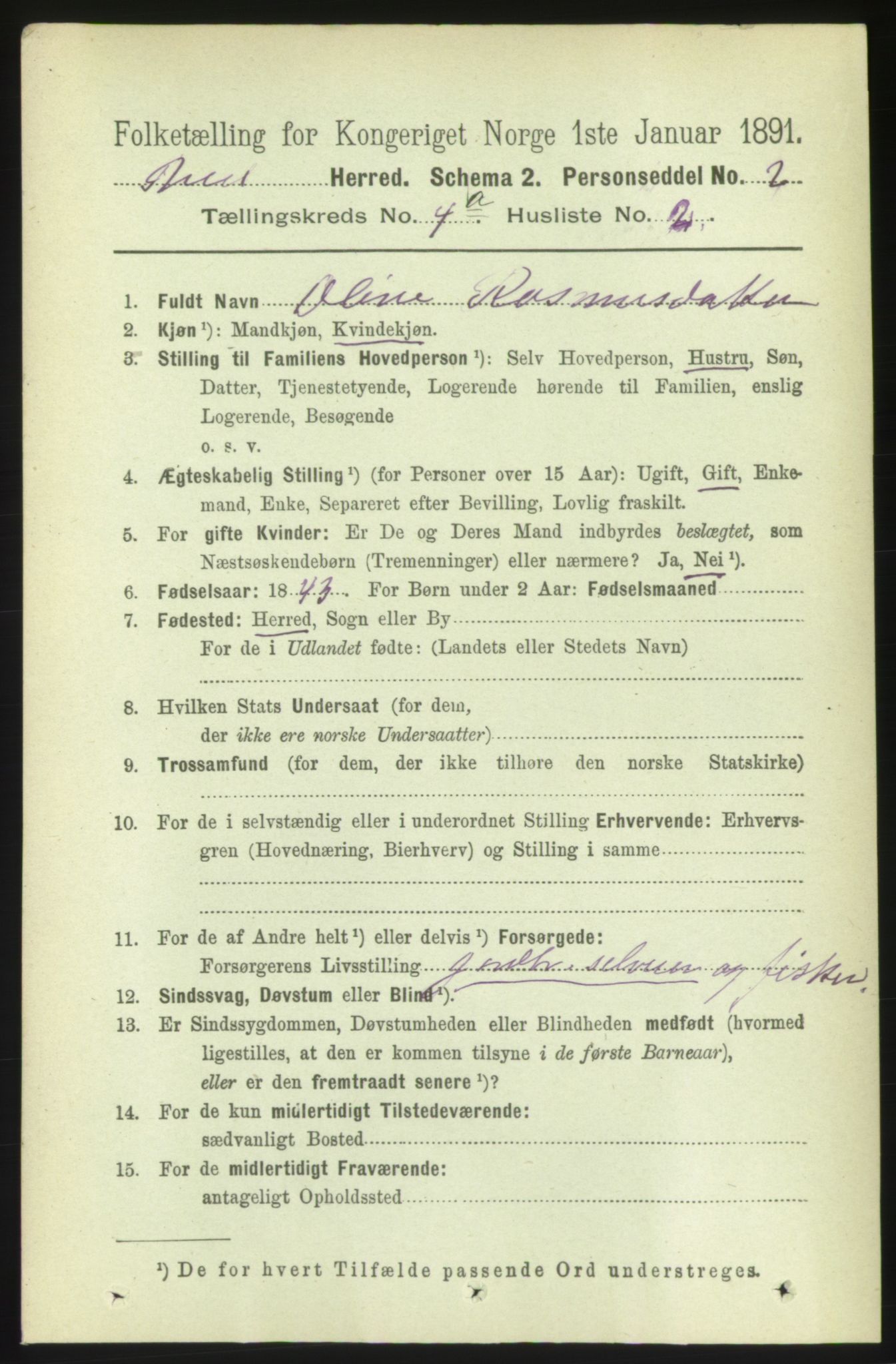 RA, 1891 census for 1549 Bud, 1891, p. 2173