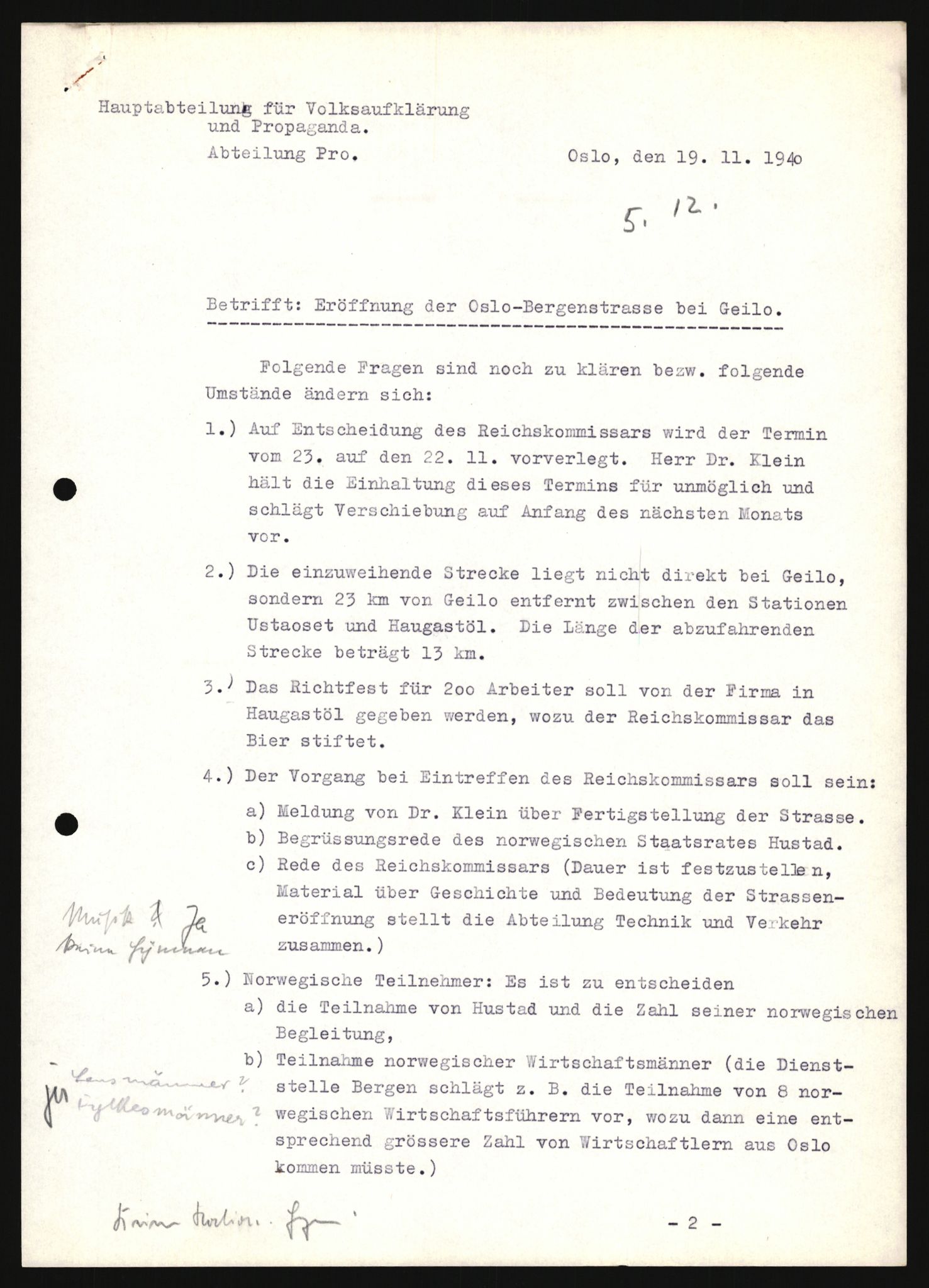 Forsvarets Overkommando. 2 kontor. Arkiv 11.4. Spredte tyske arkivsaker, AV/RA-RAFA-7031/D/Dar/Darb/L0008: Reichskommissariat - Hauptabteilung Volksaufklärung und Propaganda, 1940-1943, p. 1430