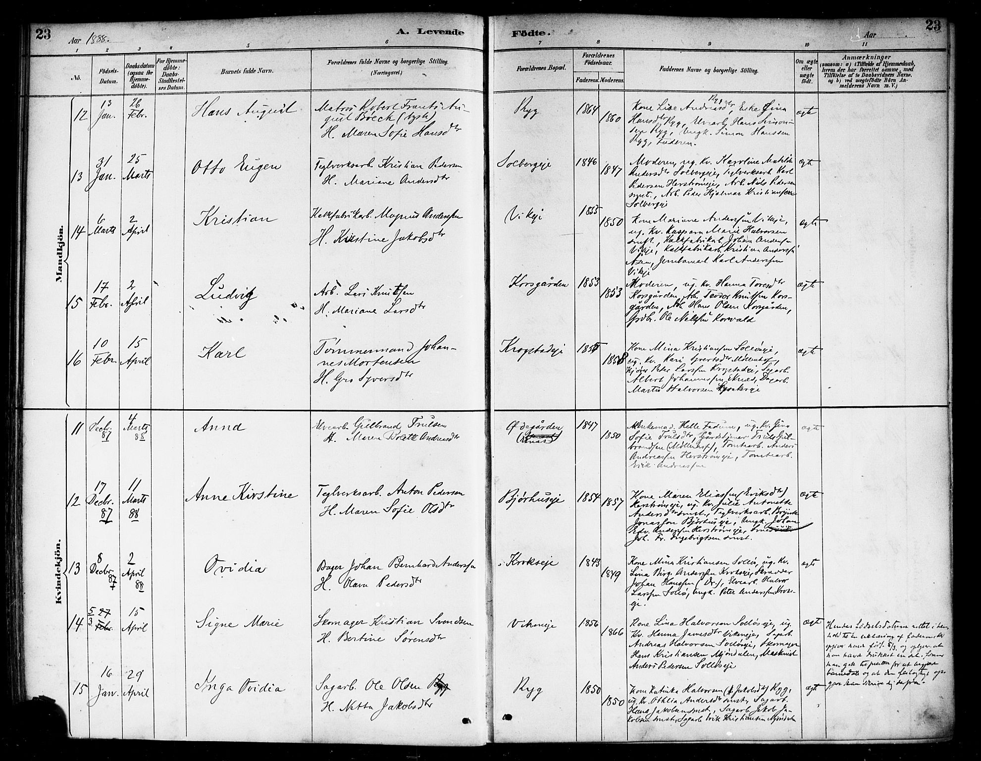 Nedre Eiker kirkebøker, AV/SAKO-A-612/F/Fa/L0003: Parish register (official) no. 3, 1885-1892, p. 23