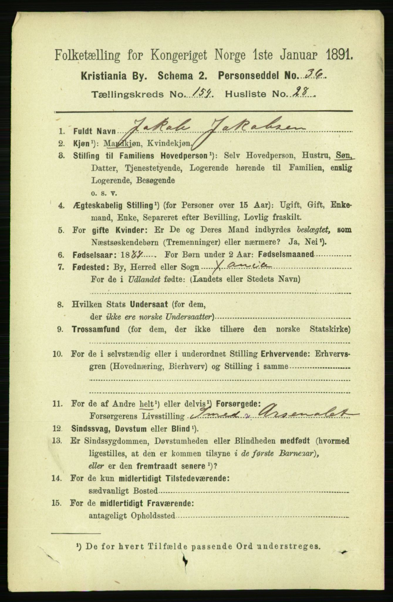 RA, 1891 census for 0301 Kristiania, 1891, p. 88103