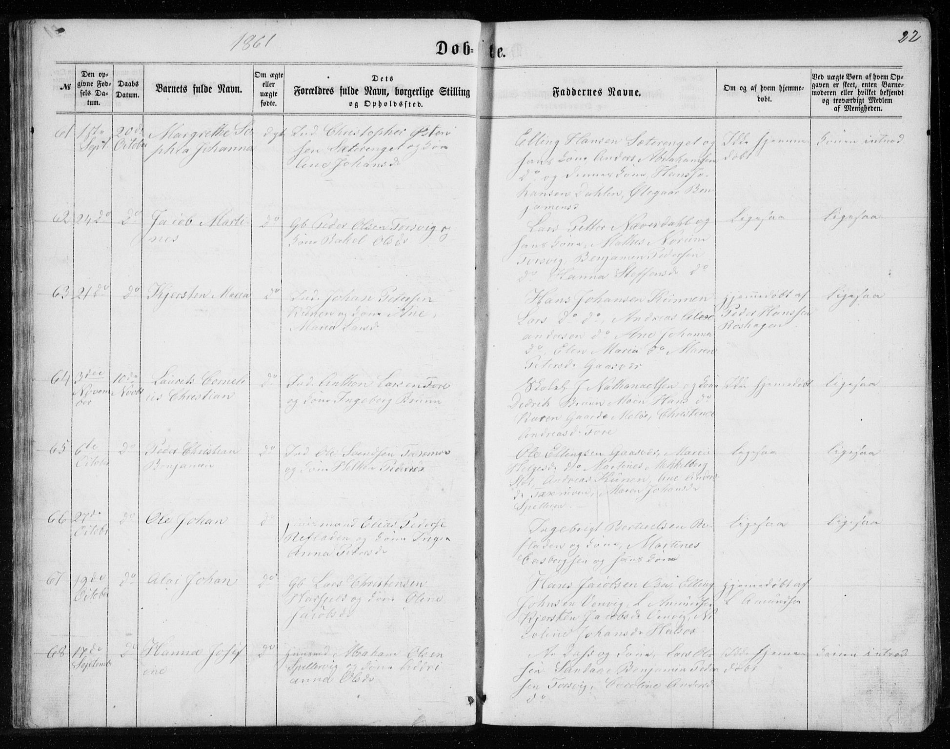 Ministerialprotokoller, klokkerbøker og fødselsregistre - Nordland, SAT/A-1459/843/L0634: Parish register (copy) no. 843C03, 1860-1884, p. 22
