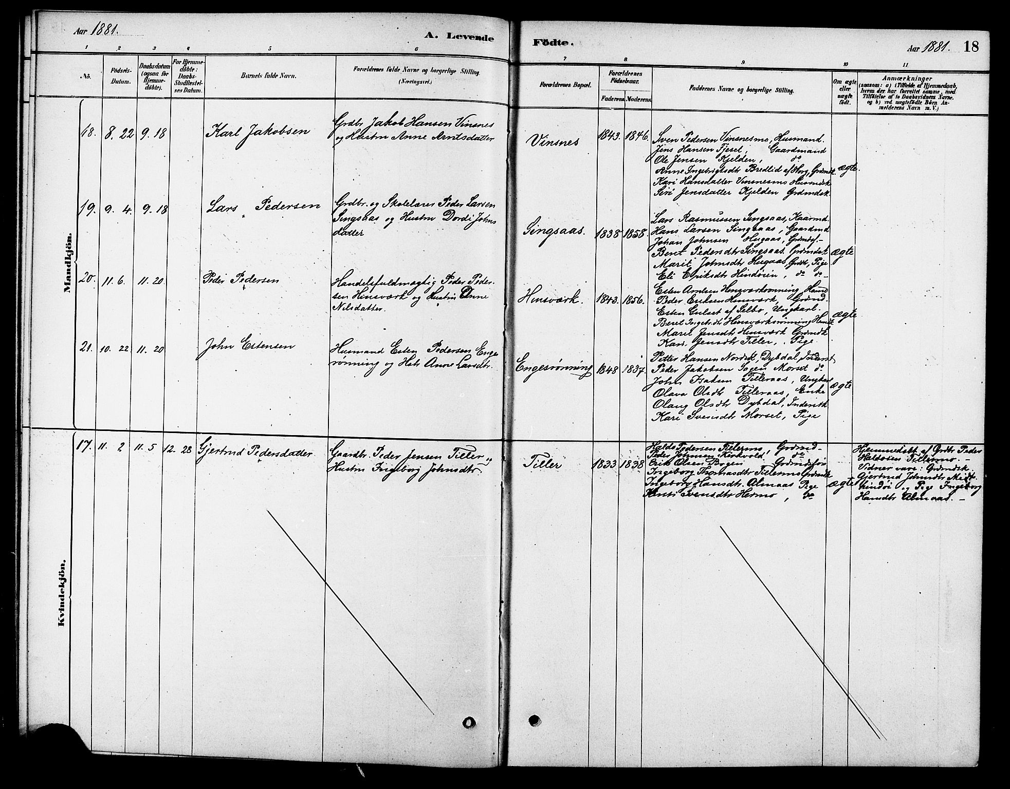 Ministerialprotokoller, klokkerbøker og fødselsregistre - Sør-Trøndelag, AV/SAT-A-1456/688/L1024: Parish register (official) no. 688A01, 1879-1890, p. 18