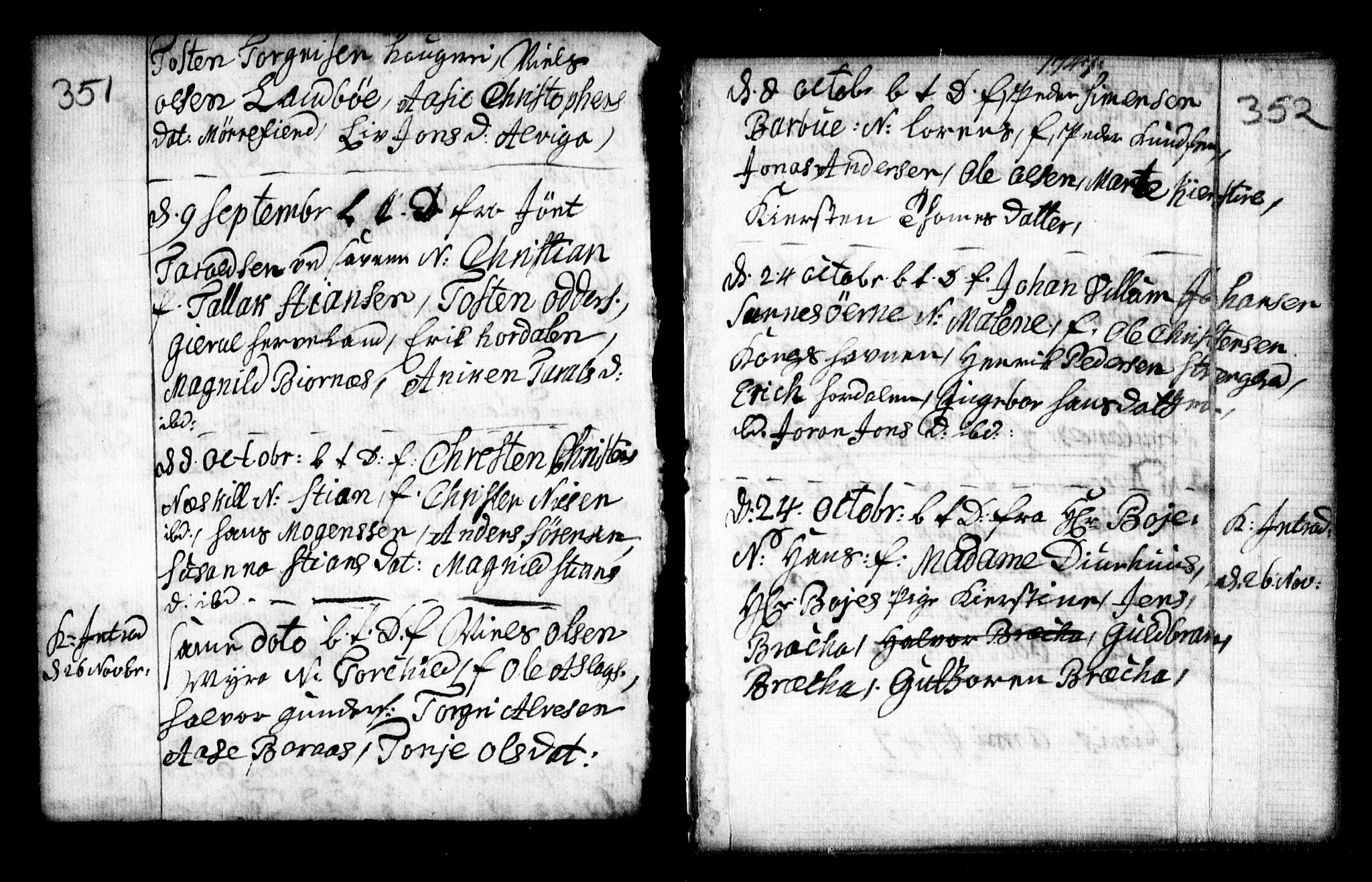 Holt sokneprestkontor, AV/SAK-1111-0021/F/Fa/L0002: Parish register (official) no. A 2, 1739-1753, p. 351-352