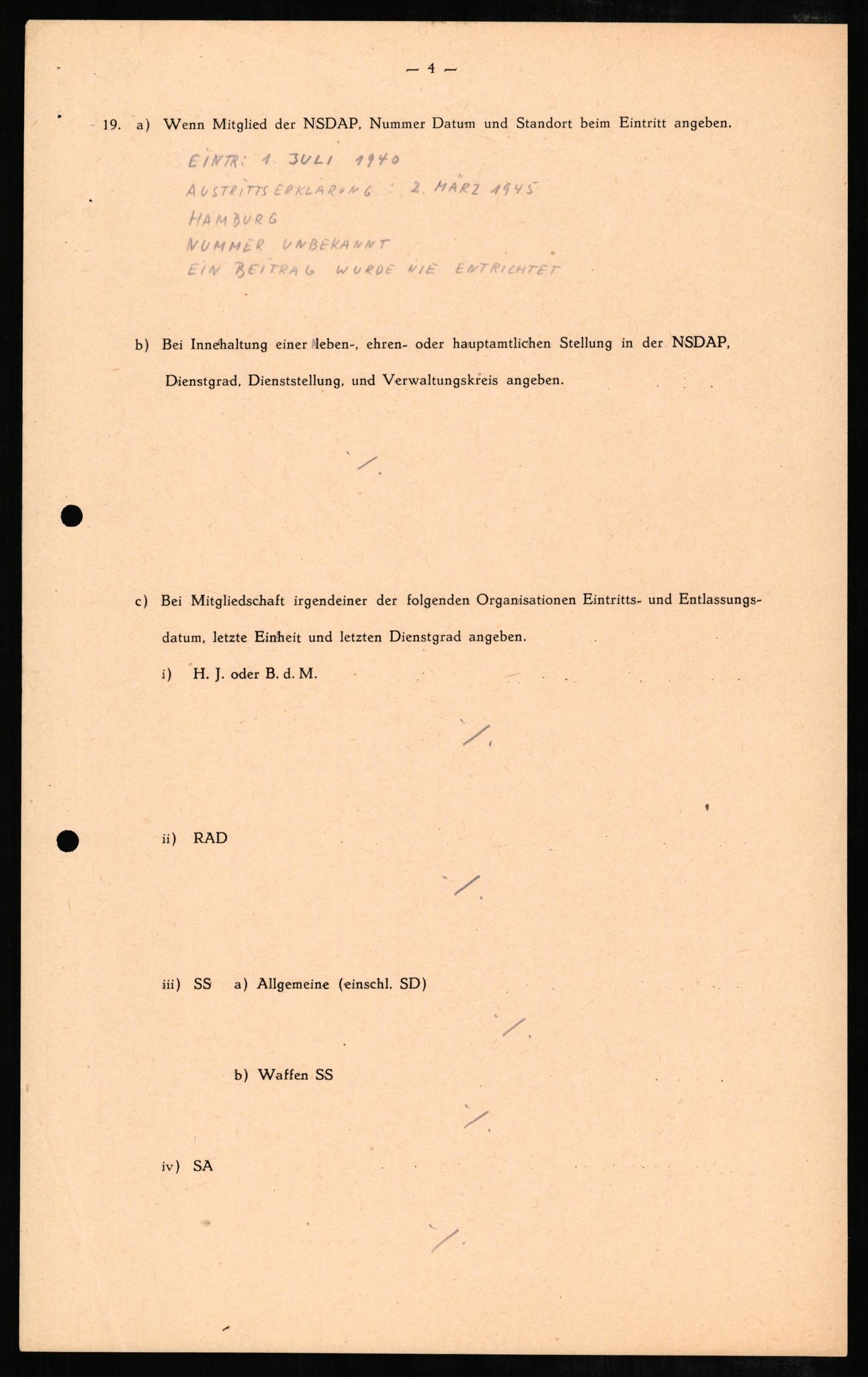 Forsvaret, Forsvarets overkommando II, AV/RA-RAFA-3915/D/Db/L0008: CI Questionaires. Tyske okkupasjonsstyrker i Norge. Tyskere., 1945-1946, p. 14