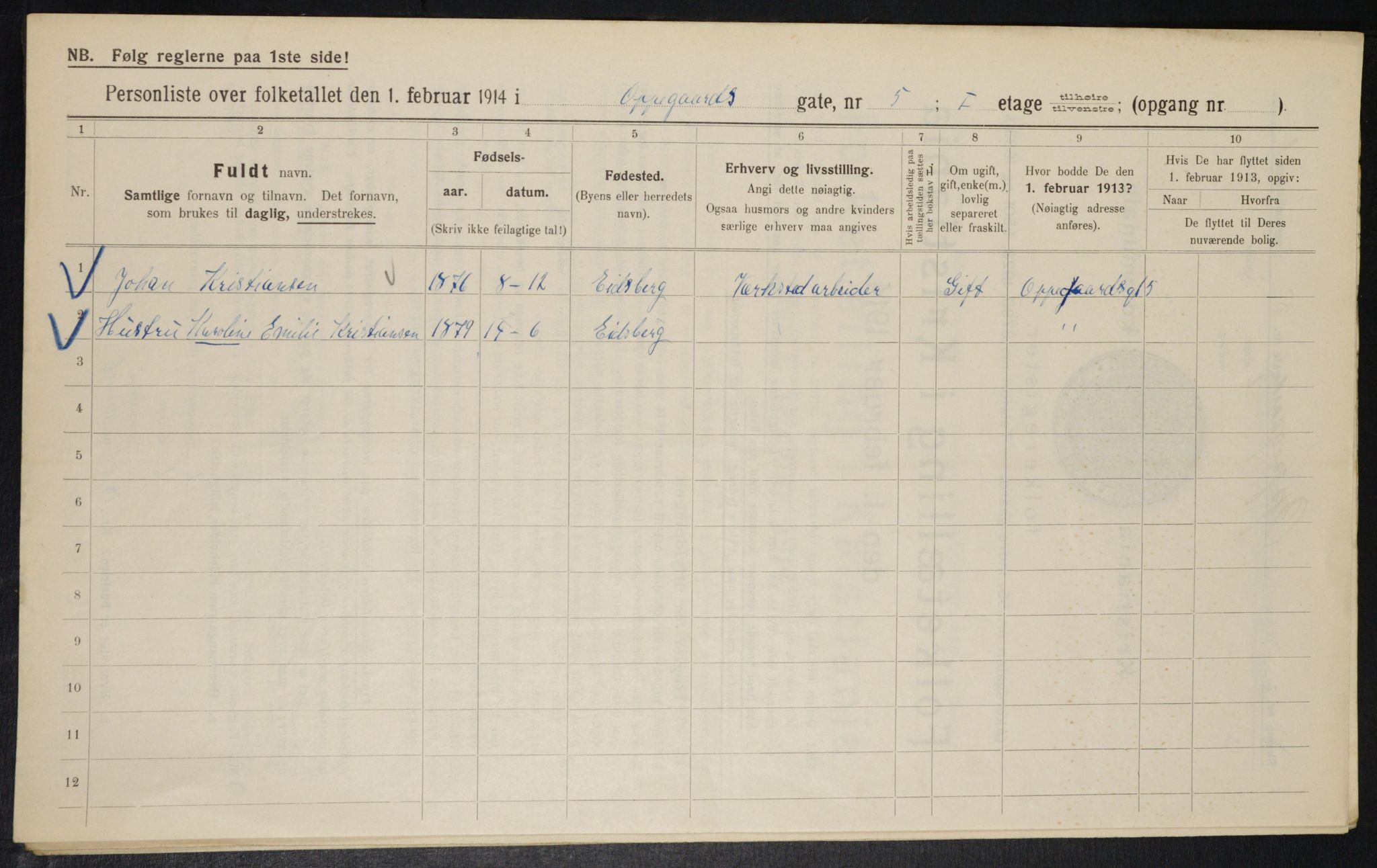 OBA, Municipal Census 1914 for Kristiania, 1914, p. 75785