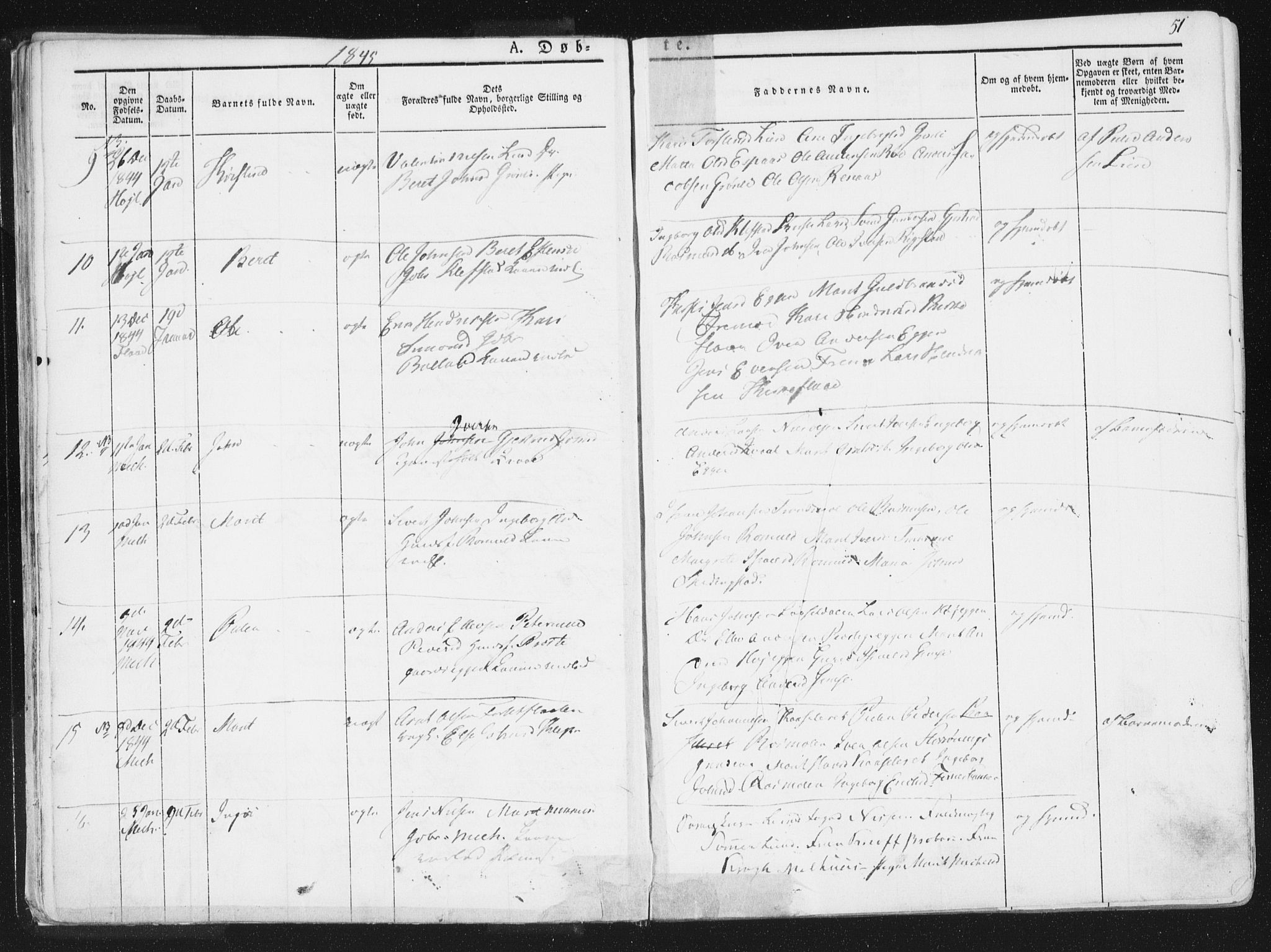 Ministerialprotokoller, klokkerbøker og fødselsregistre - Sør-Trøndelag, AV/SAT-A-1456/691/L1074: Parish register (official) no. 691A06, 1842-1852, p. 51