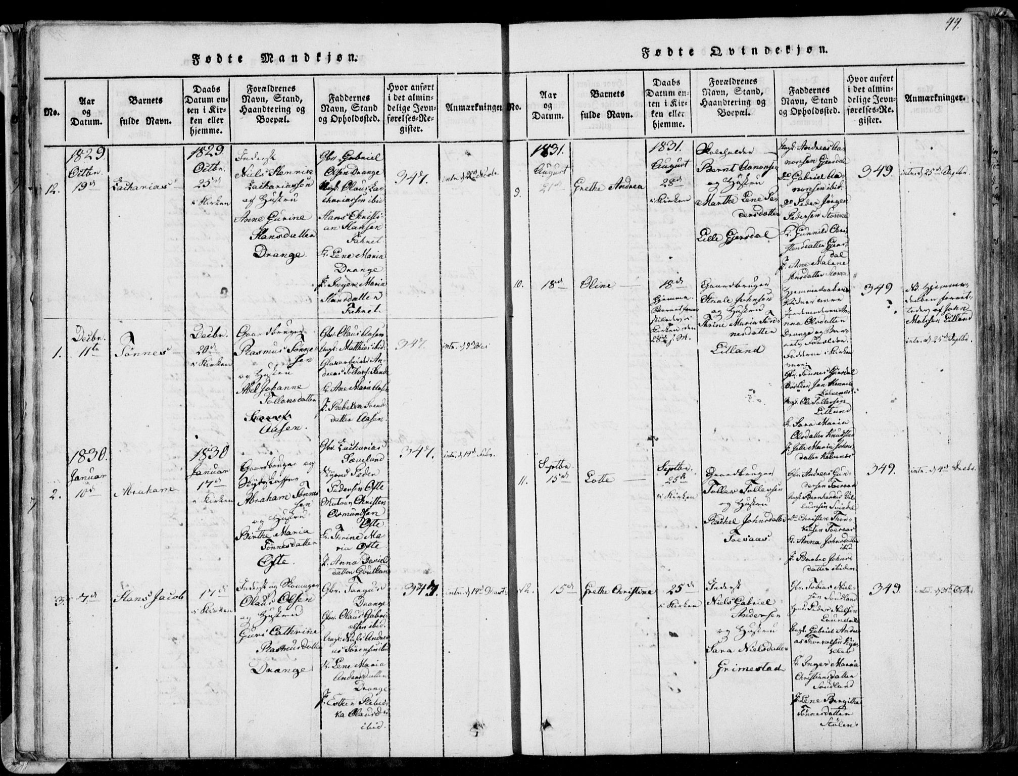 Herad sokneprestkontor, AV/SAK-1111-0018/F/Fa/Faa/L0003: Parish register (official) no. A 3, 1816-1844, p. 44