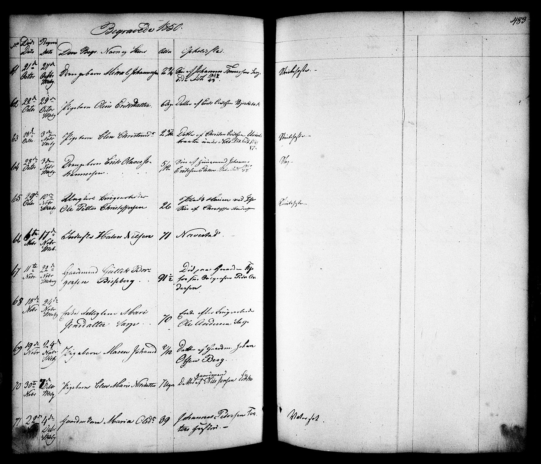 Skjeberg prestekontor Kirkebøker, AV/SAO-A-10923/F/Fa/L0006: Parish register (official) no. I 6, 1846-1858, p. 483