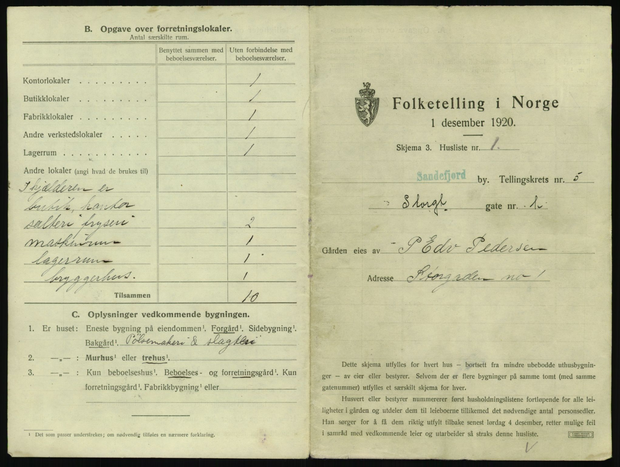 SAKO, 1920 census for Sandefjord, 1920, p. 616