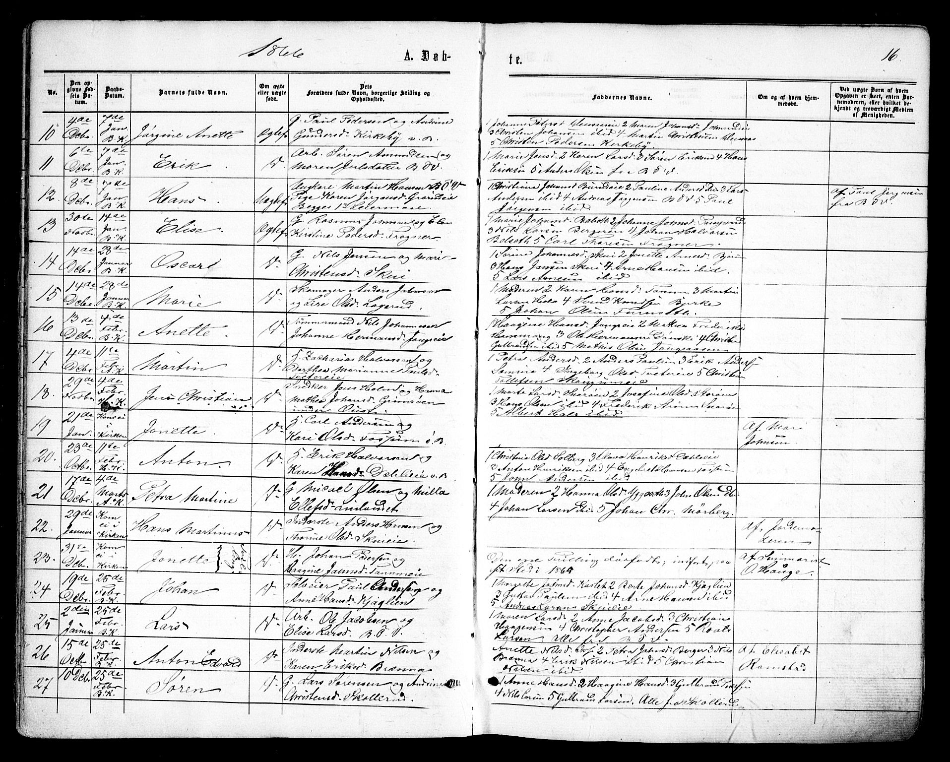Asker prestekontor Kirkebøker, AV/SAO-A-10256a/F/Fa/L0008: Parish register (official) no. I 8, 1865-1878, p. 16
