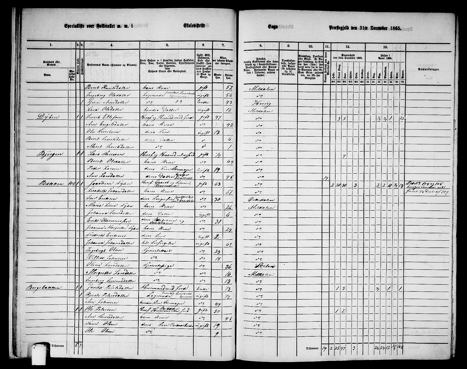 RA, 1865 census for Meldal, 1865, p. 17