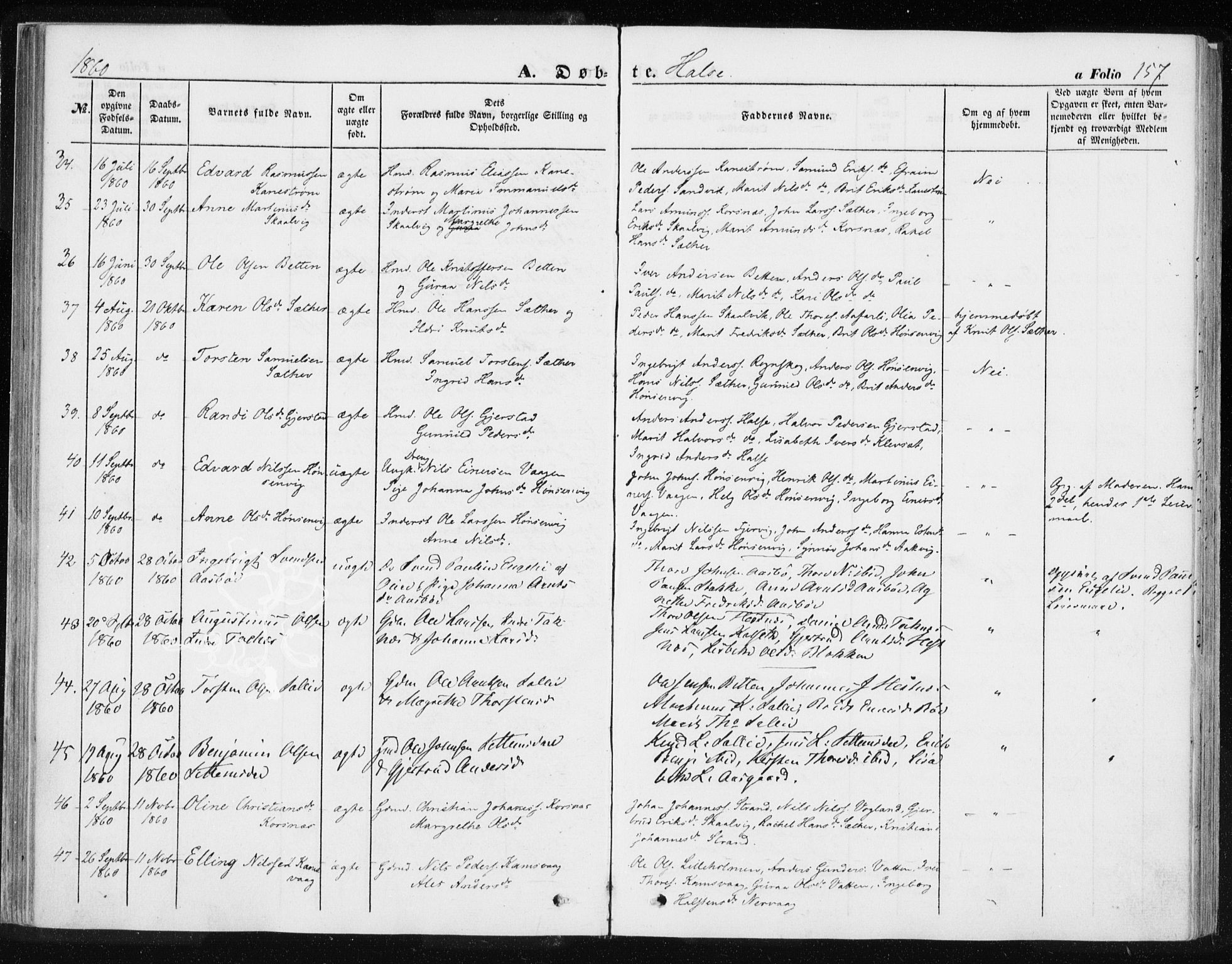 Ministerialprotokoller, klokkerbøker og fødselsregistre - Møre og Romsdal, SAT/A-1454/576/L0883: Parish register (official) no. 576A01, 1849-1865, p. 157