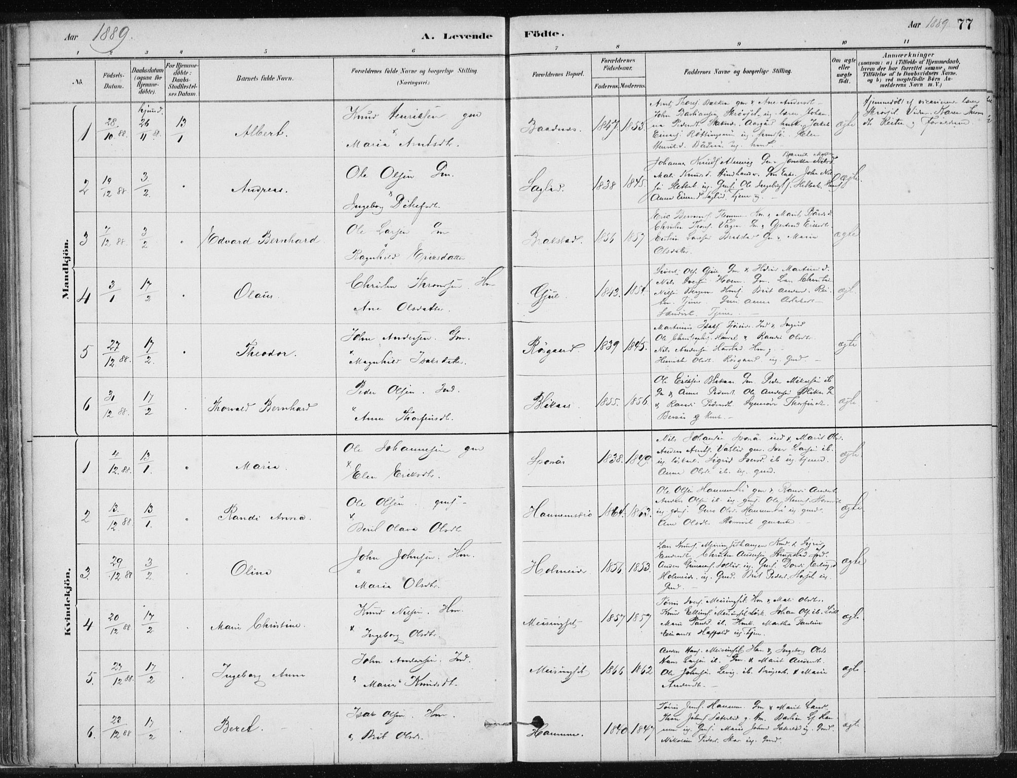 Ministerialprotokoller, klokkerbøker og fødselsregistre - Møre og Romsdal, SAT/A-1454/586/L0987: Parish register (official) no. 586A13, 1879-1892, p. 77