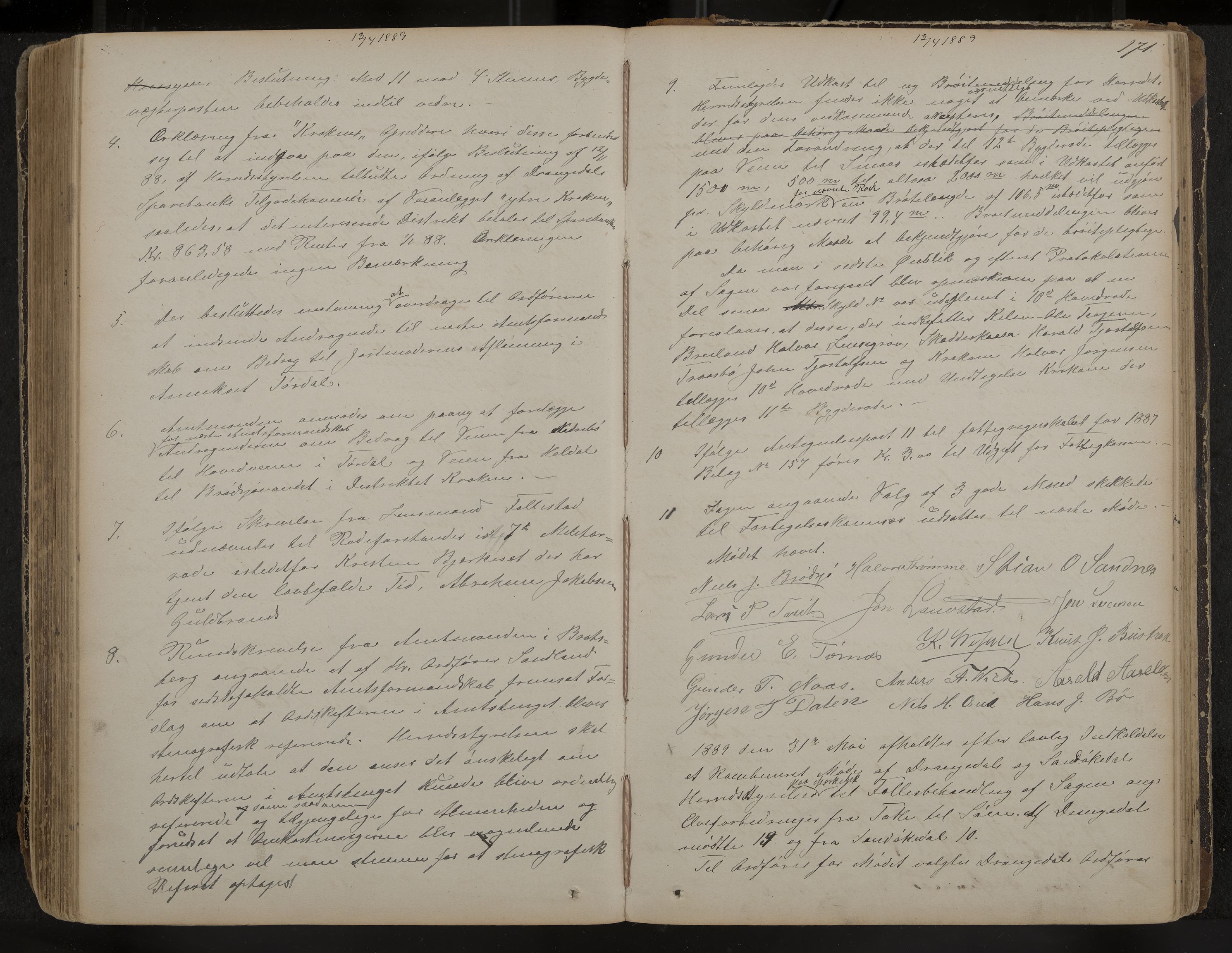 Drangedal formannskap og sentraladministrasjon, IKAK/0817021/A/L0002: Møtebok, 1870-1892, p. 171