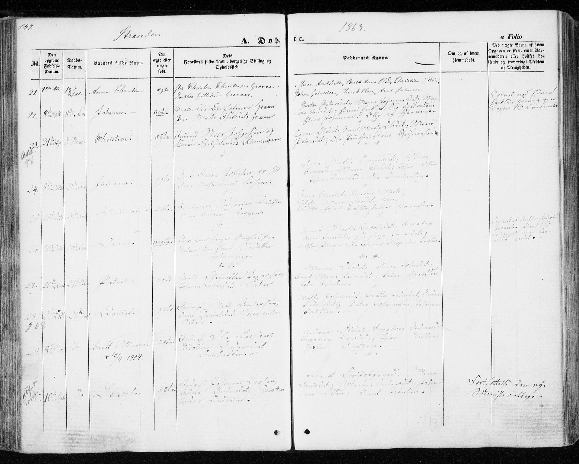 Ministerialprotokoller, klokkerbøker og fødselsregistre - Nord-Trøndelag, SAT/A-1458/701/L0008: Parish register (official) no. 701A08 /2, 1854-1863, p. 147