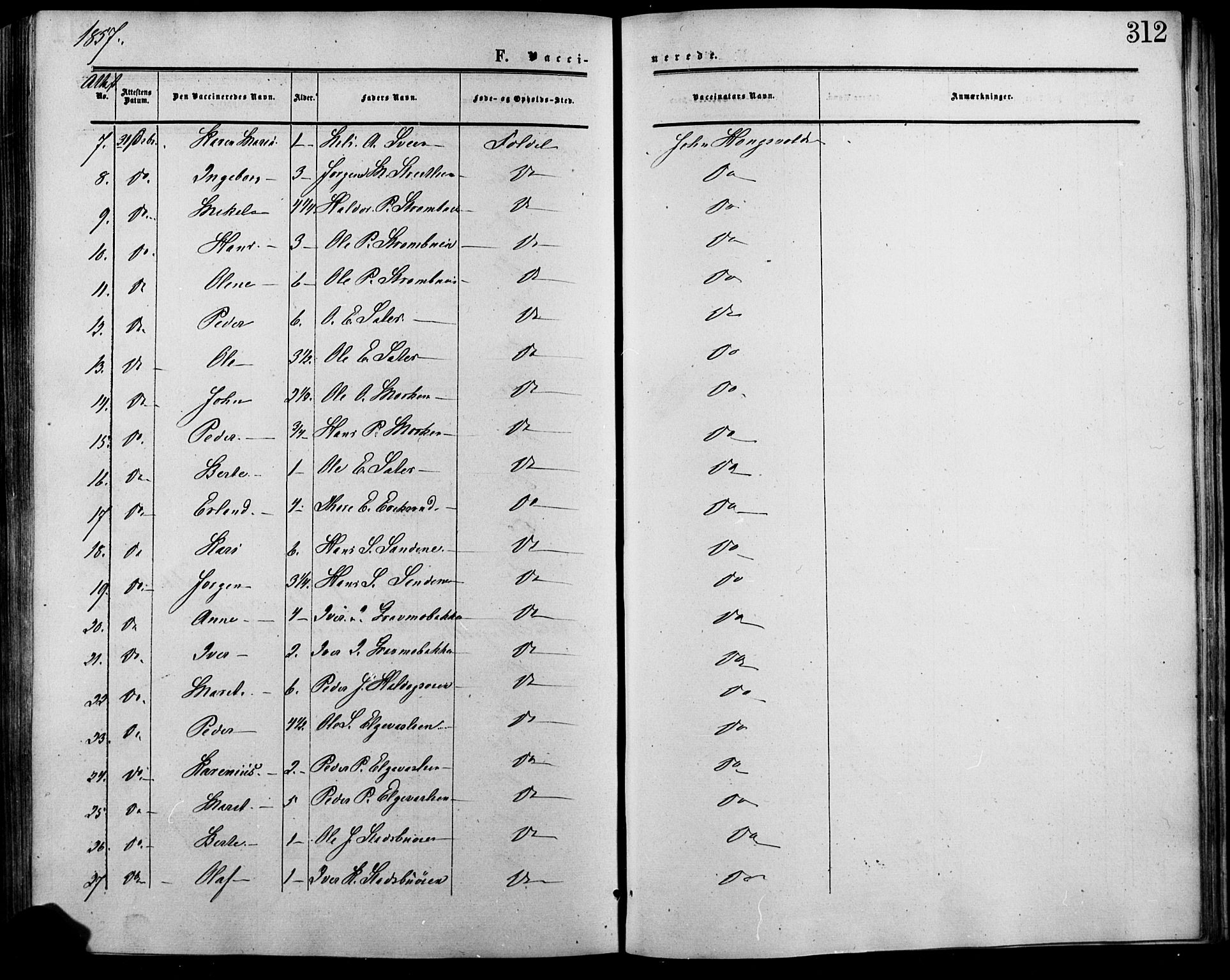 Lesja prestekontor, SAH/PREST-068/H/Ha/Haa/L0007: Parish register (official) no. 7, 1854-1862, p. 312