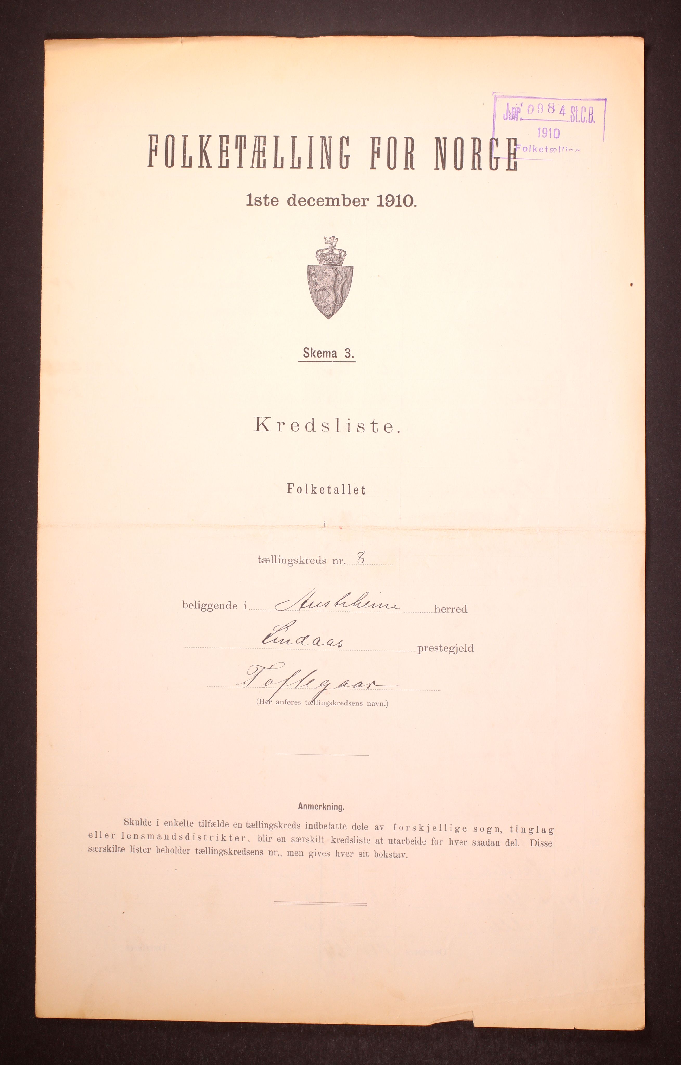 RA, 1910 census for Austrheim, 1910, p. 25