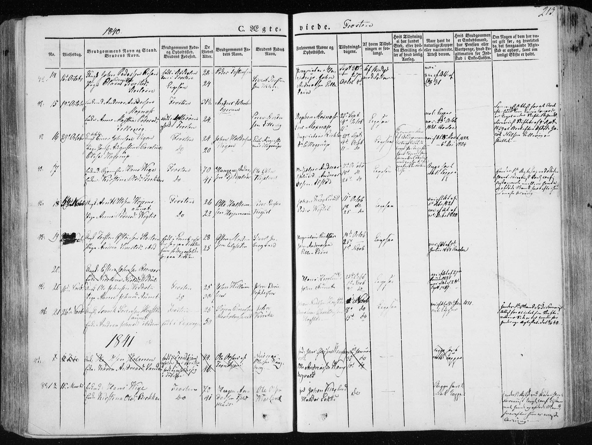 Ministerialprotokoller, klokkerbøker og fødselsregistre - Nord-Trøndelag, AV/SAT-A-1458/713/L0115: Parish register (official) no. 713A06, 1838-1851, p. 213