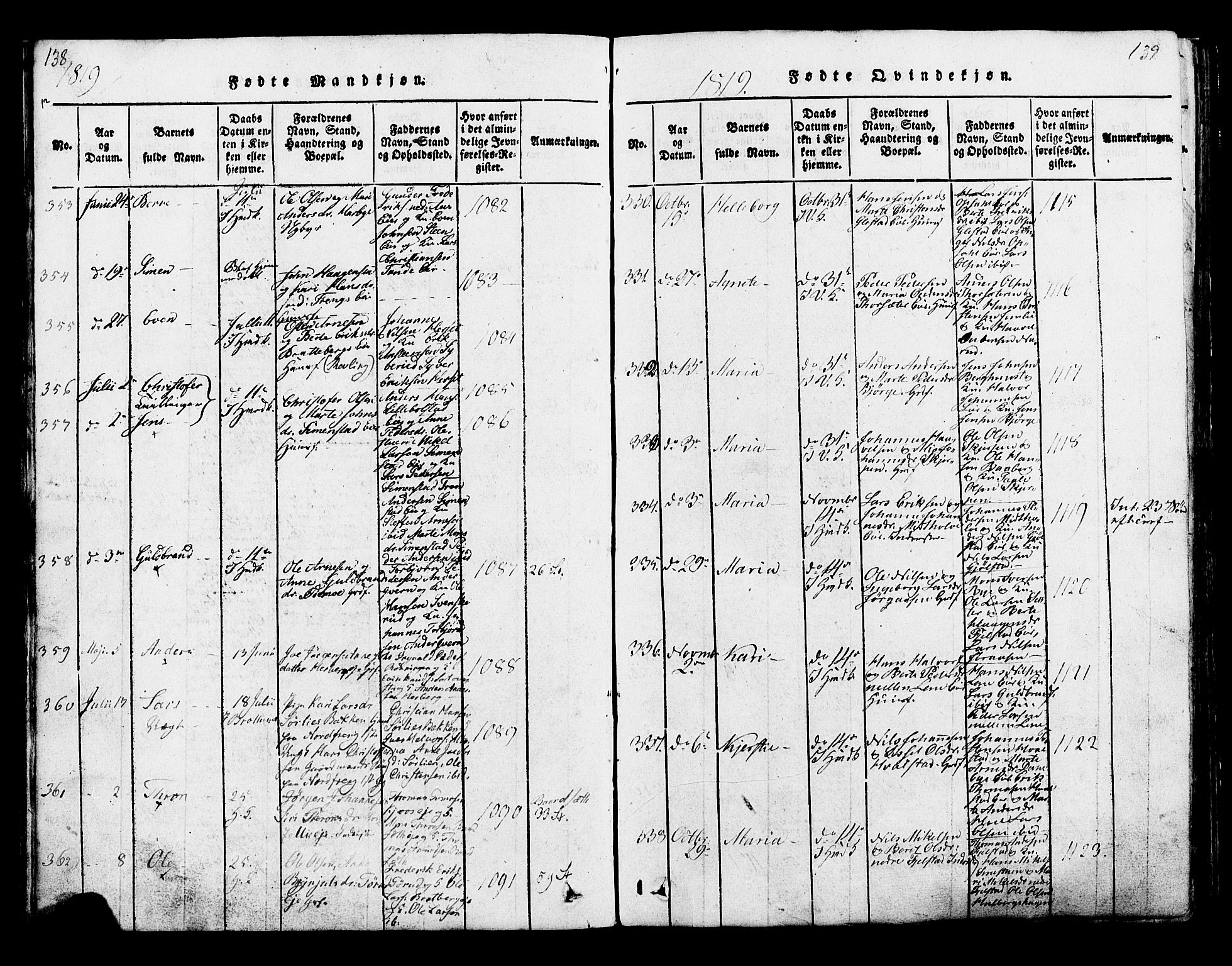 Ringsaker prestekontor, SAH/PREST-014/K/Ka/L0005: Parish register (official) no. 5, 1814-1826, p. 138-139