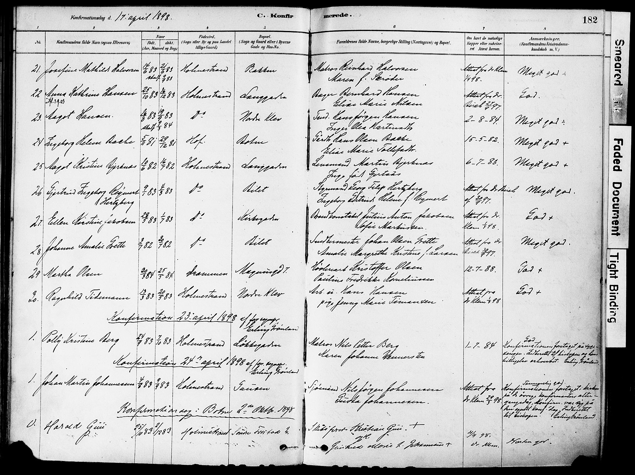 Holmestrand kirkebøker, AV/SAKO-A-346/F/Fa/L0004: Parish register (official) no. 4, 1880-1901, p. 182