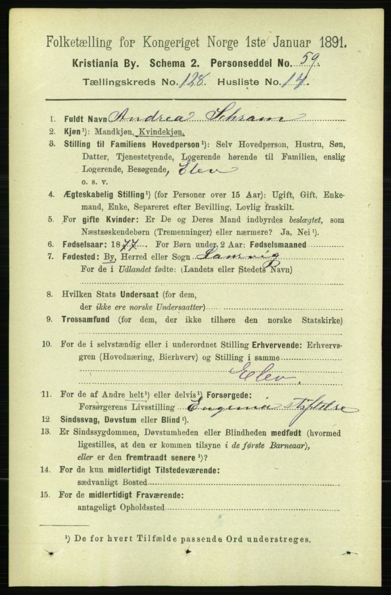 RA, 1891 census for 0301 Kristiania, 1891, p. 68963