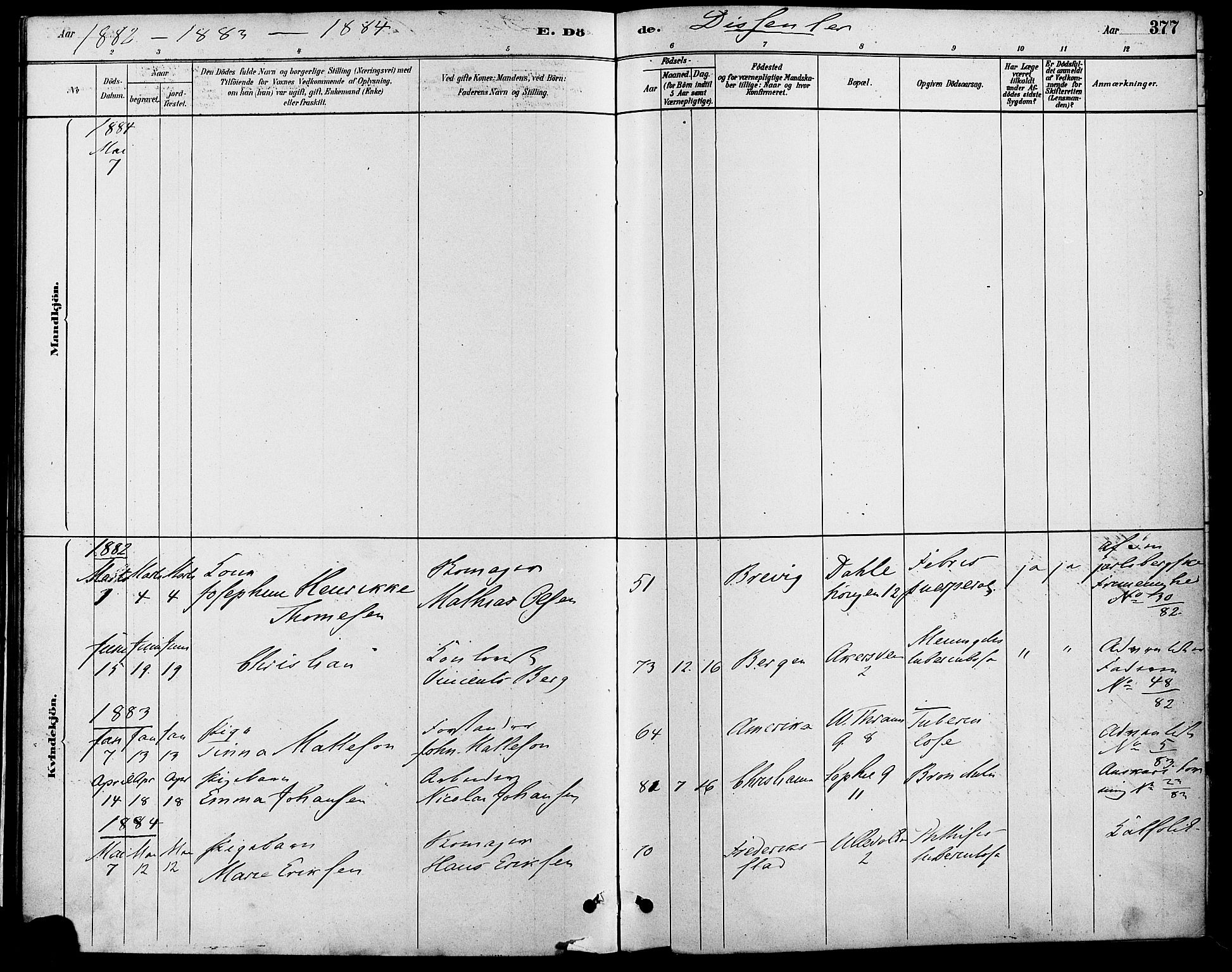 Gamle Aker prestekontor Kirkebøker, SAO/A-10617a/F/L0006: Parish register (official) no. 6, 1880-1887, p. 377
