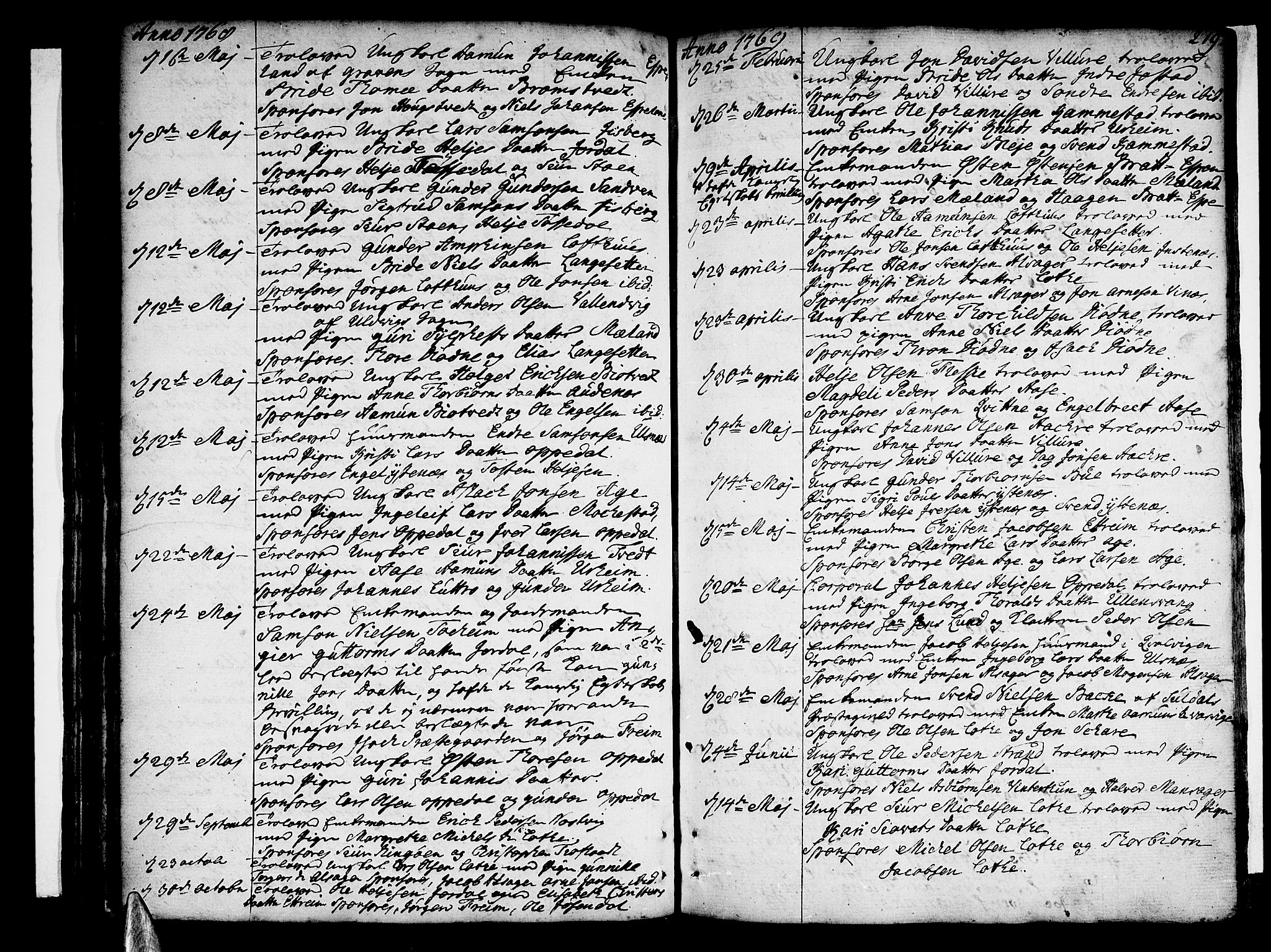 Ullensvang sokneprestembete, AV/SAB-A-78701/H/Haa: Parish register (official) no. A 6 /1, 1758-1788, p. 219