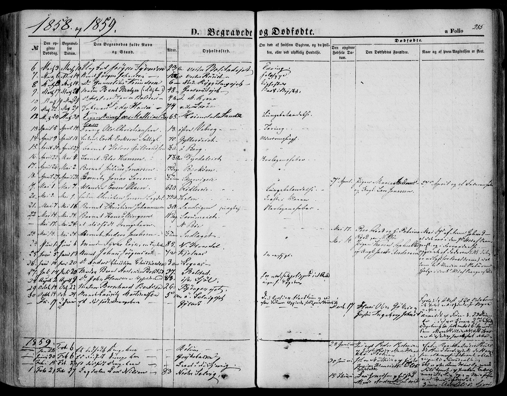 Sande Kirkebøker, SAKO/A-53/F/Fa/L0004: Parish register (official) no. 4, 1847-1864, p. 285