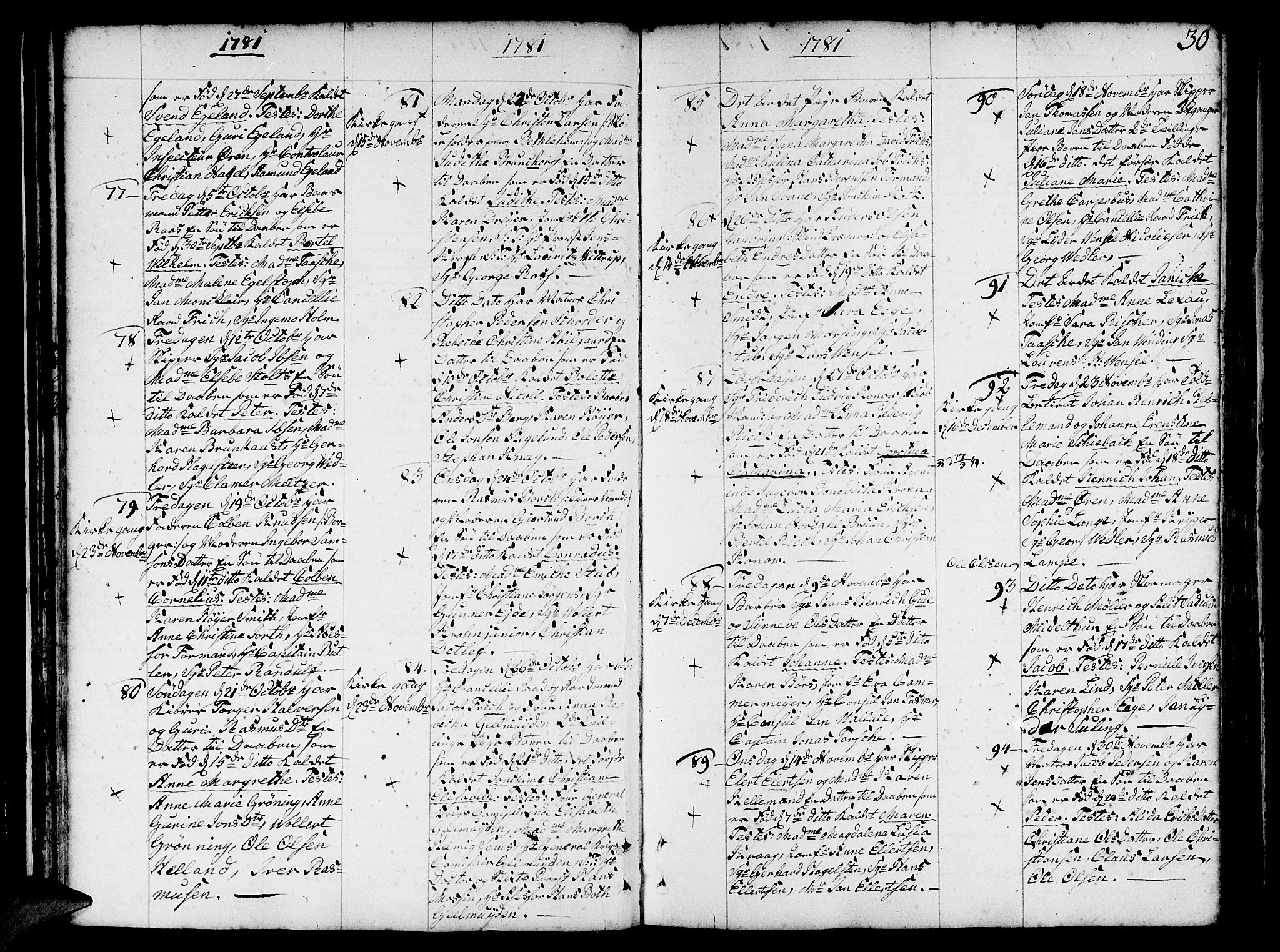 Nykirken Sokneprestembete, SAB/A-77101/H/Haa/L0005: Parish register (official) no. A 5, 1775-1808, p. 30