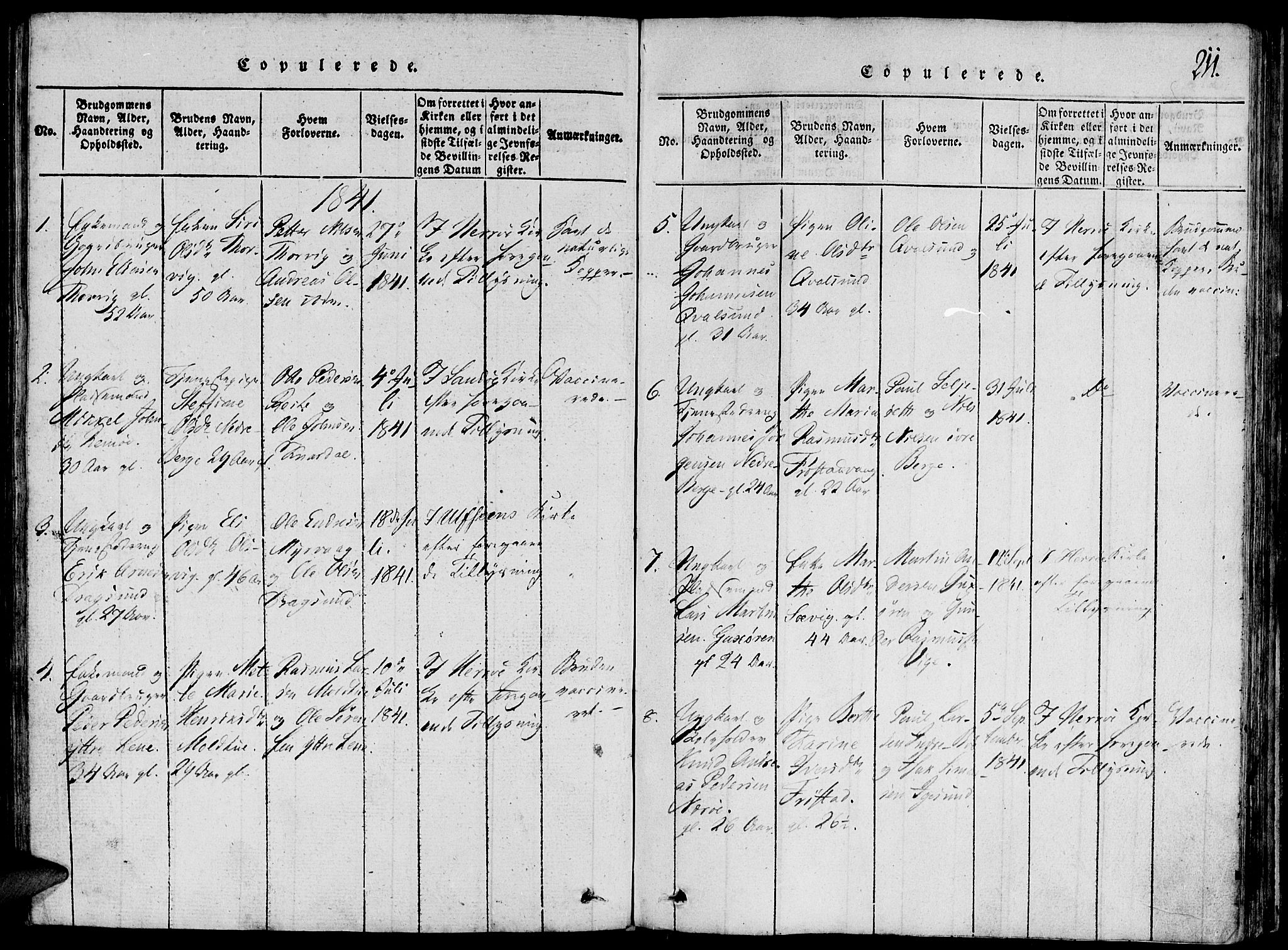 Ministerialprotokoller, klokkerbøker og fødselsregistre - Møre og Romsdal, AV/SAT-A-1454/507/L0069: Parish register (official) no. 507A04, 1816-1841, p. 211