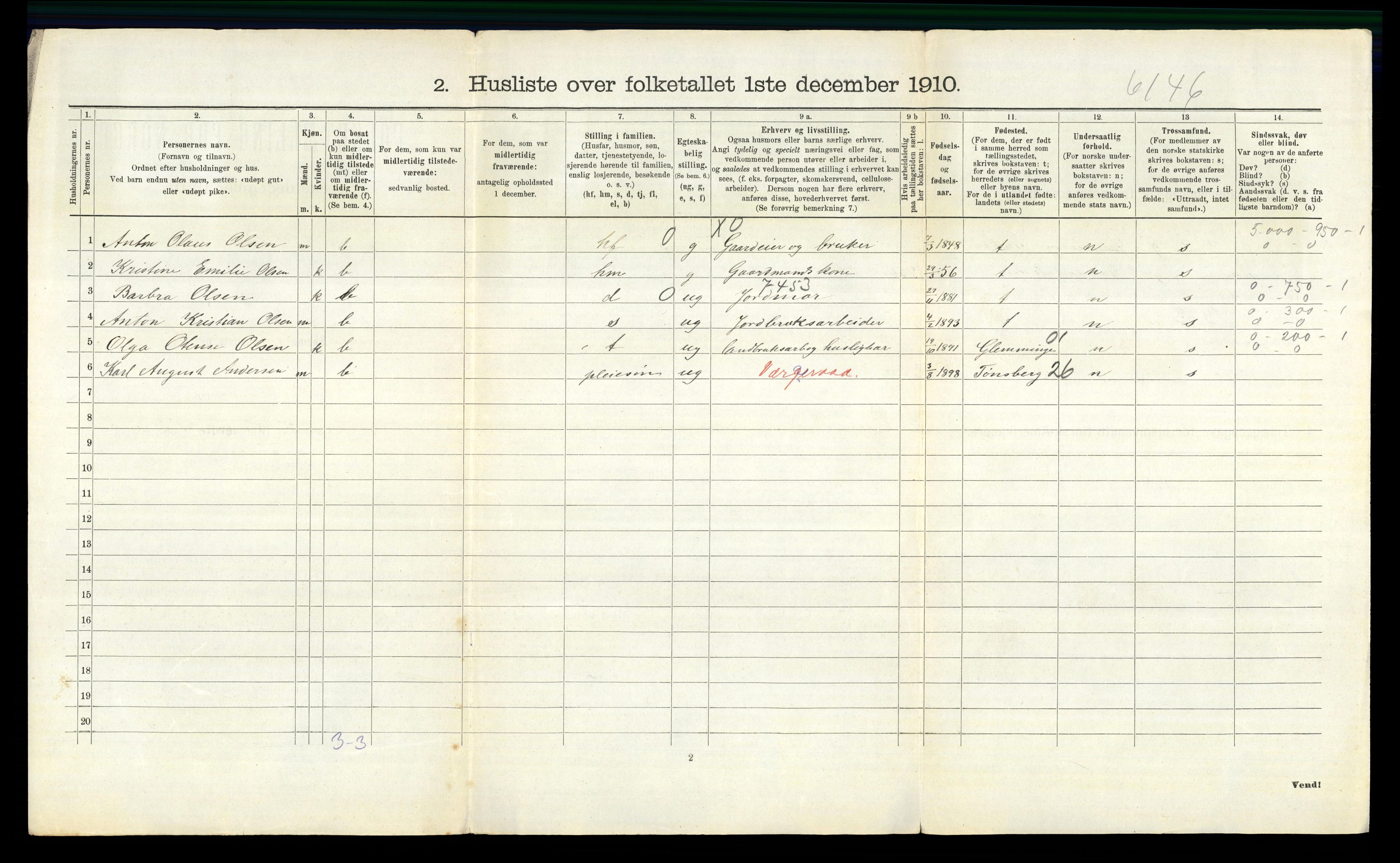 RA, 1910 census for Hvaler, 1910, p. 365