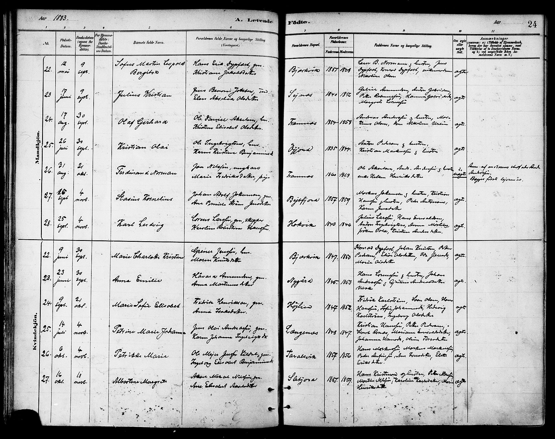 Ministerialprotokoller, klokkerbøker og fødselsregistre - Nordland, AV/SAT-A-1459/866/L0938: Parish register (official) no. 866A01, 1879-1893, p. 24