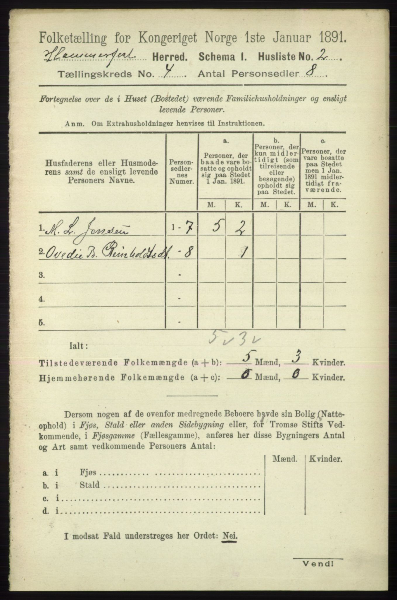 RA, 1891 census for 2016 Hammerfest, 1891, p. 1089