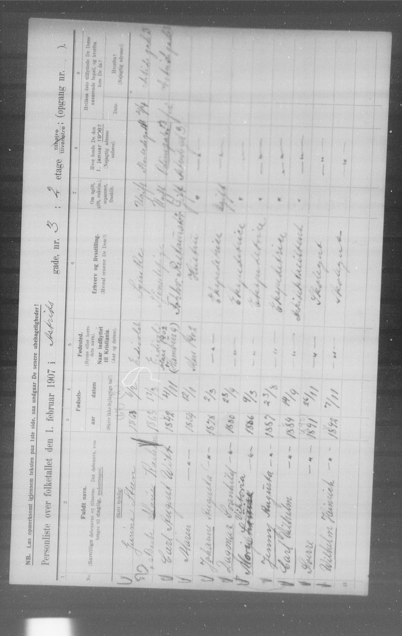 OBA, Municipal Census 1907 for Kristiania, 1907, p. 1336