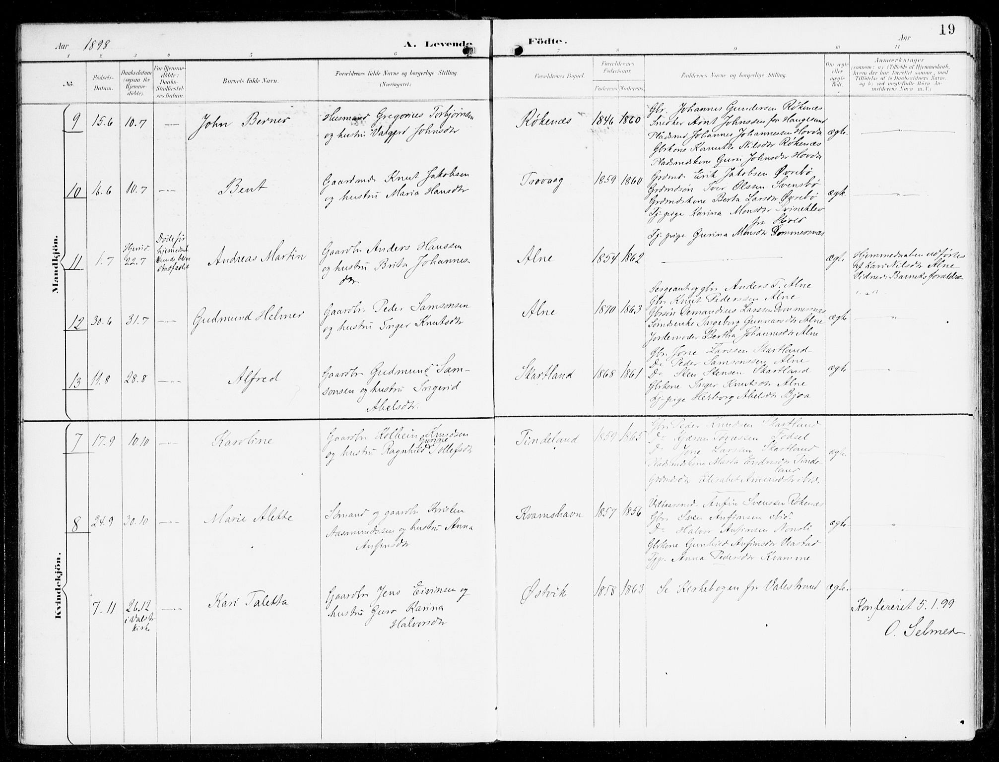 Sveio Sokneprestembete, AV/SAB-A-78501/H/Haa: Parish register (official) no. D 2, 1894-1916, p. 19