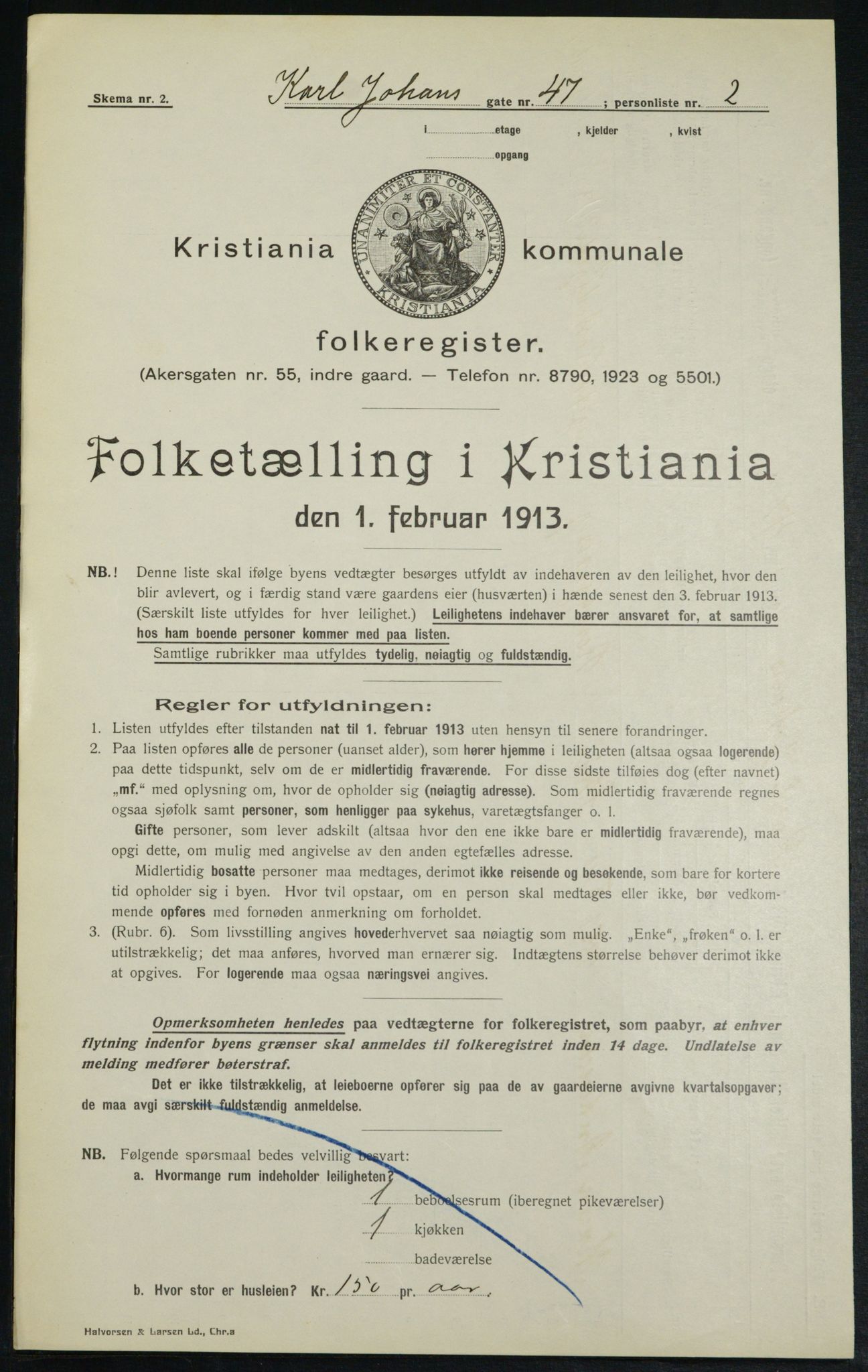 OBA, Municipal Census 1913 for Kristiania, 1913, p. 48671