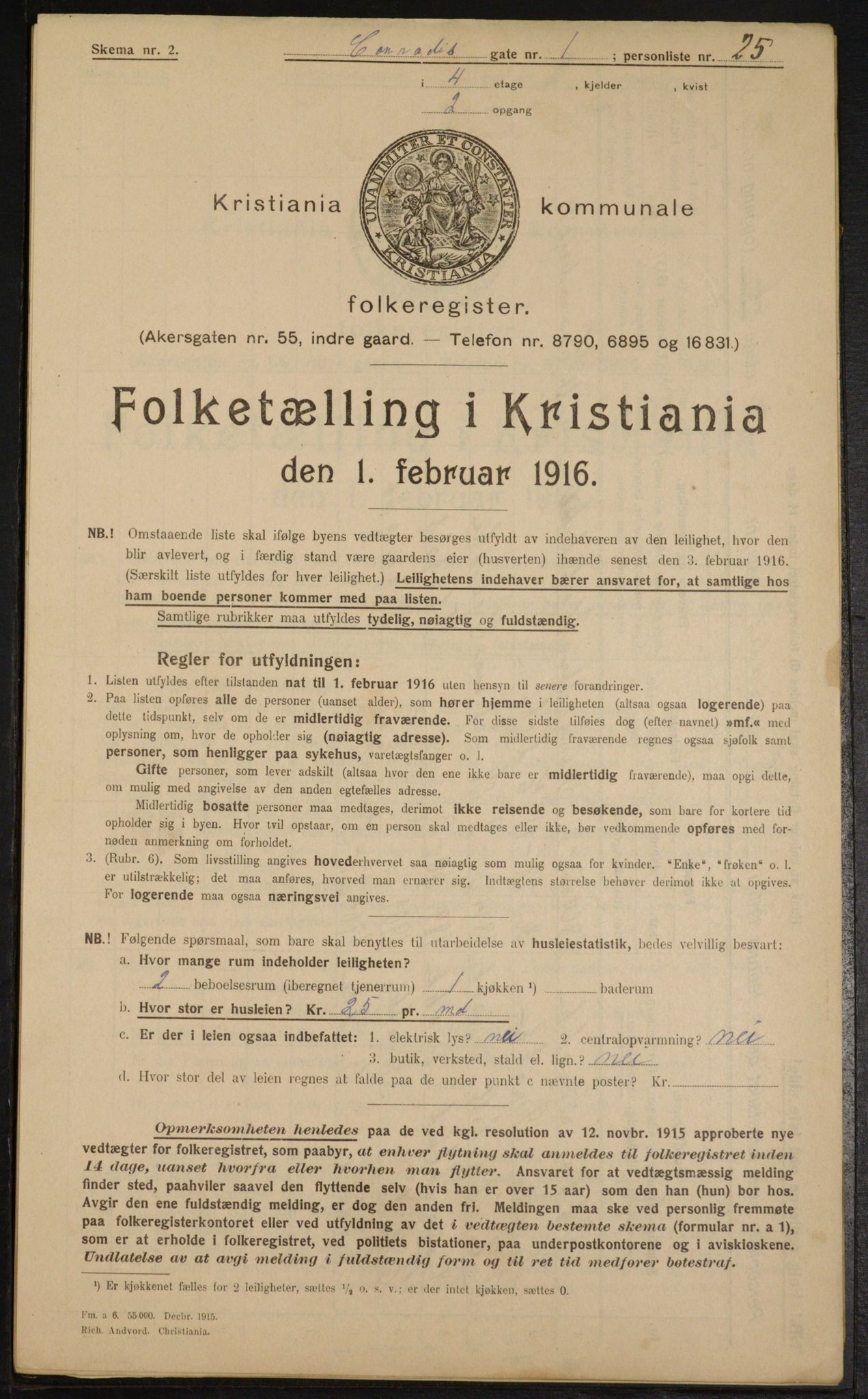 OBA, Municipal Census 1916 for Kristiania, 1916, p. 13357