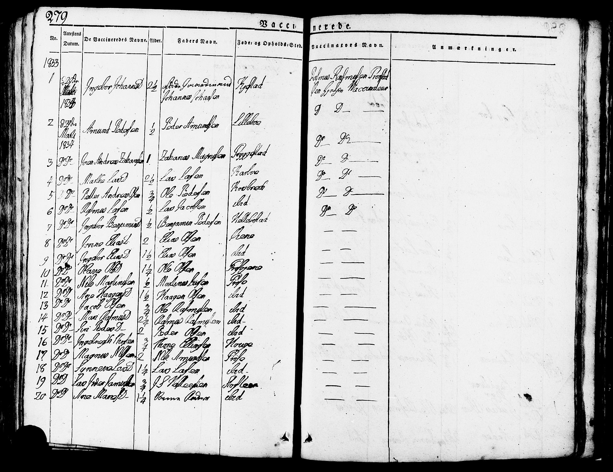 Ministerialprotokoller, klokkerbøker og fødselsregistre - Møre og Romsdal, SAT/A-1454/517/L0221: Parish register (official) no. 517A01, 1827-1858, p. 279