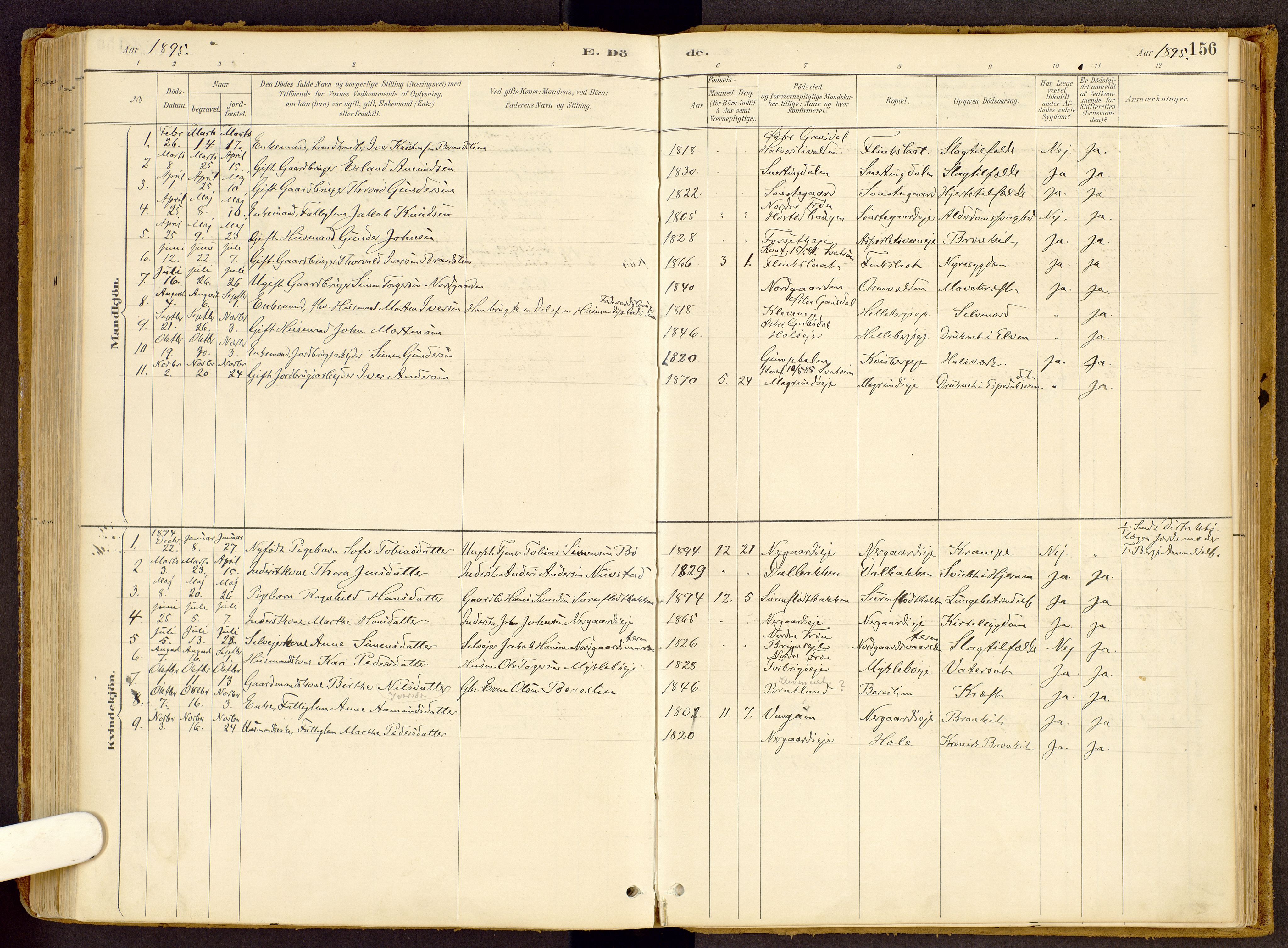 Vestre Gausdal prestekontor, SAH/PREST-094/H/Ha/Haa/L0002: Parish register (official) no. 2, 1887-1918, p. 156