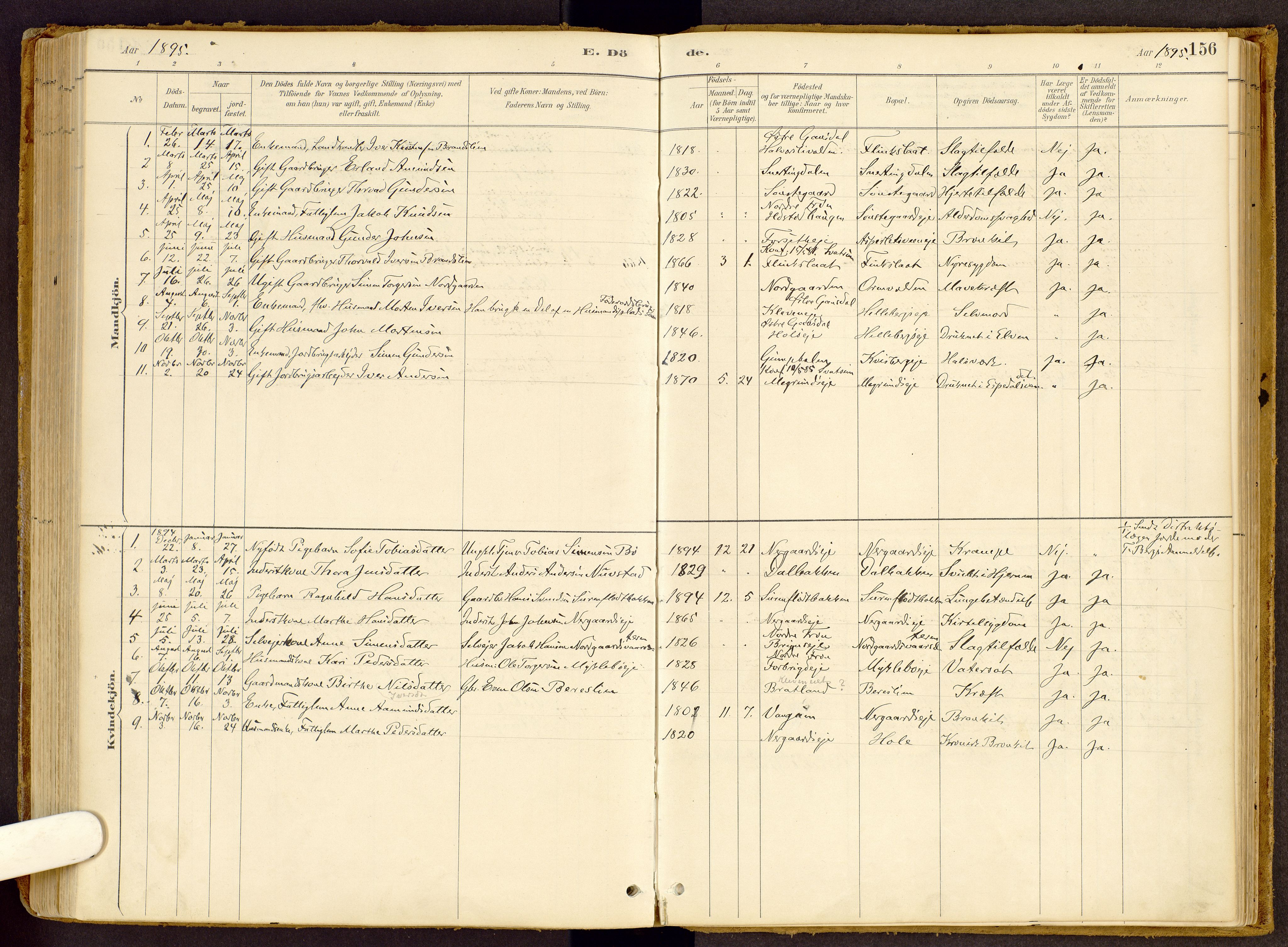 Vestre Gausdal prestekontor, AV/SAH-PREST-094/H/Ha/Haa/L0002: Parish register (official) no. 2, 1887-1918, p. 156