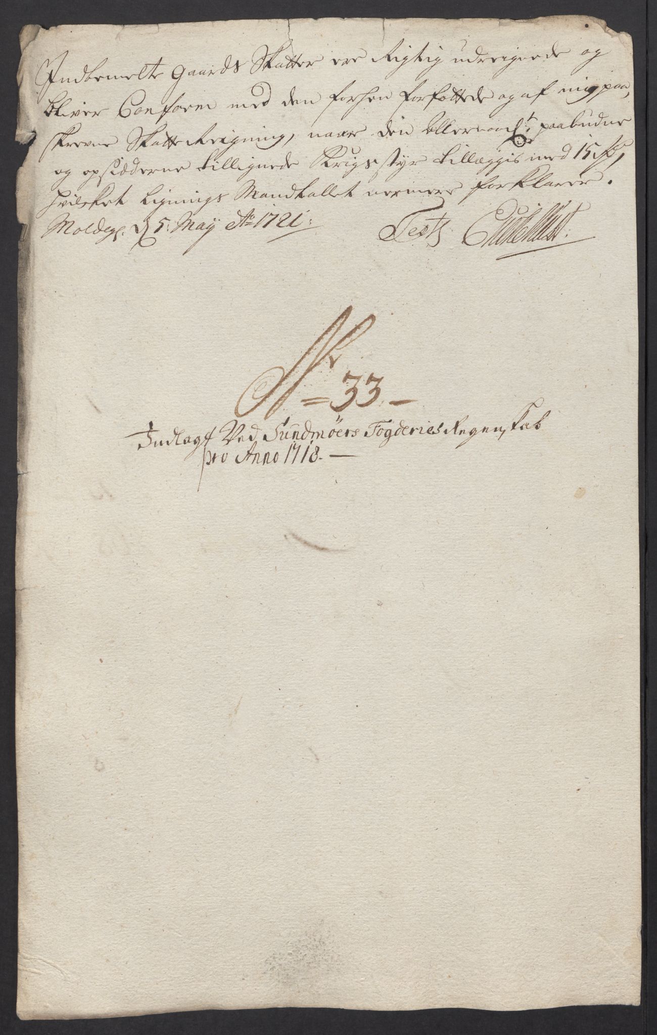 Rentekammeret inntil 1814, Reviderte regnskaper, Fogderegnskap, AV/RA-EA-4092/R54/L3570: Fogderegnskap Sunnmøre, 1718, p. 178