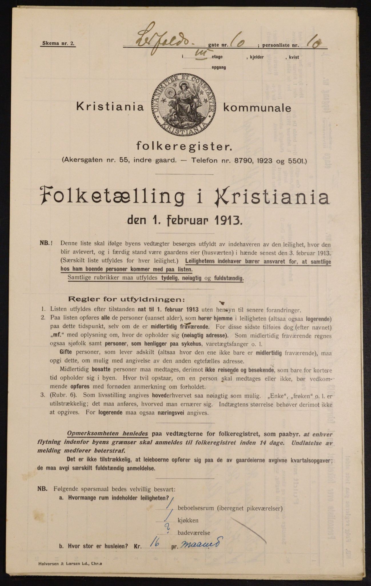 OBA, Municipal Census 1913 for Kristiania, 1913, p. 57007