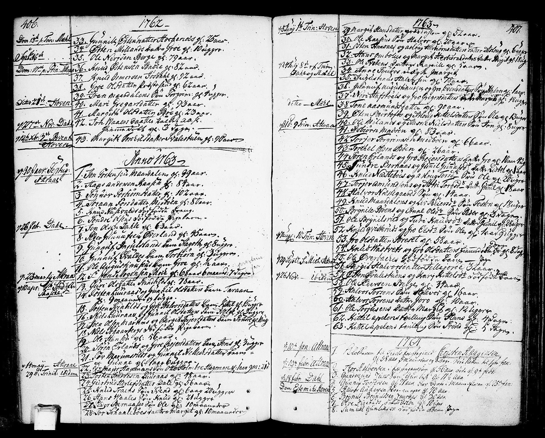 Tinn kirkebøker, SAKO/A-308/F/Fa/L0002: Parish register (official) no. I 2, 1757-1810, p. 406-407